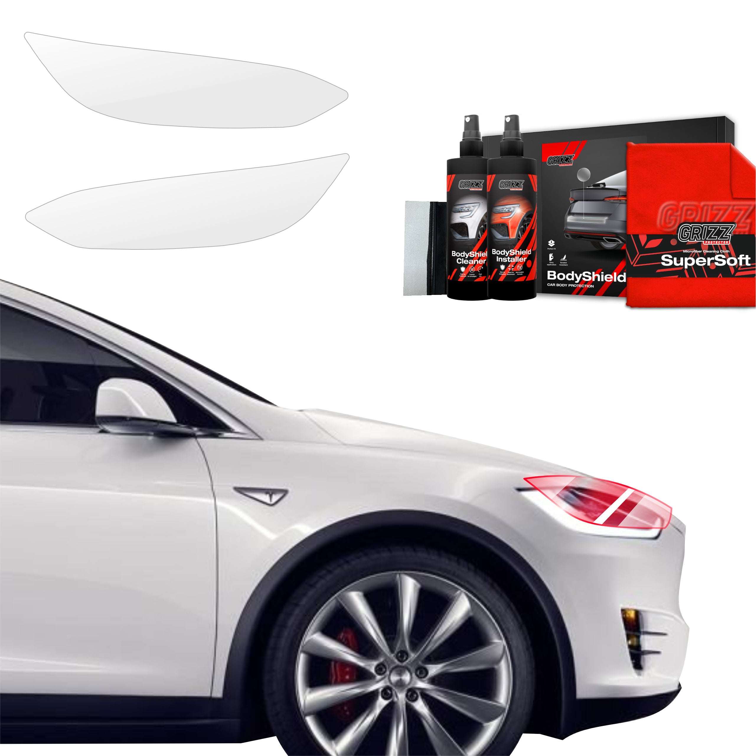 2in1 Schutzfolie Grizz Protector für Scheinwerfer - Tesla Model X (2021-2026)