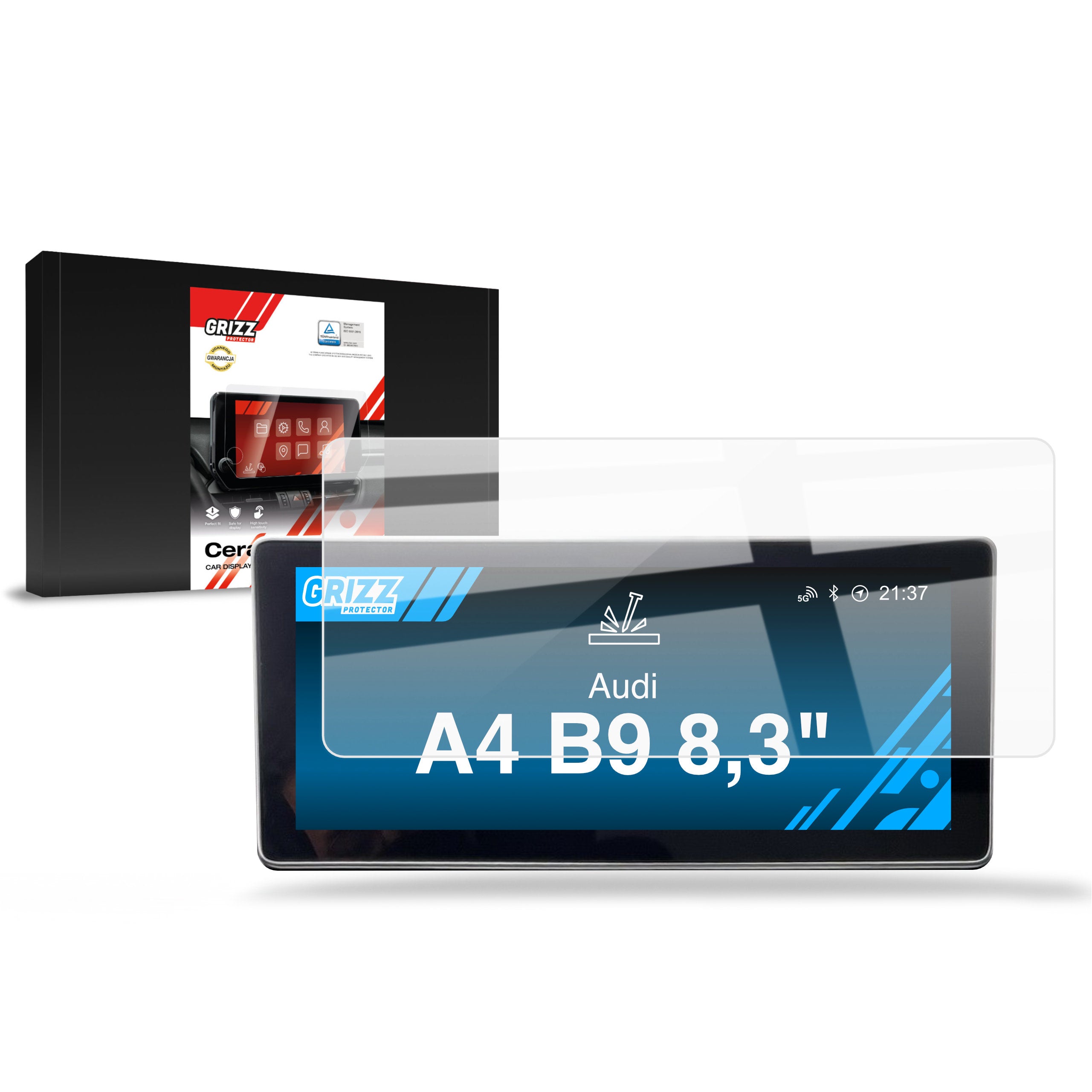 Keramische Autodisplayfolie für Audi A4 B9 MMI 8,3" (2016-2019), Grizz Protector