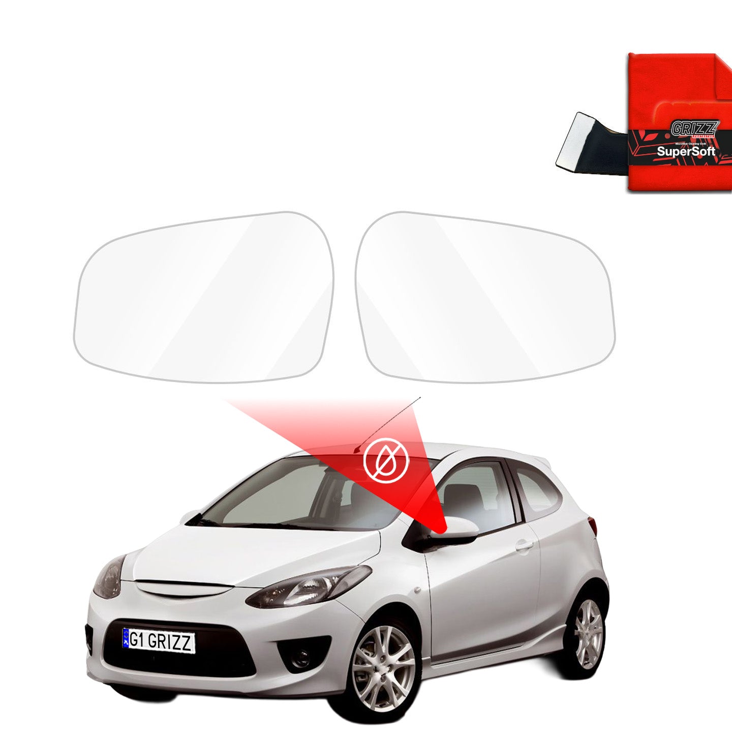 Regenschutzfolie Grizz Protector für Außenspiegel - Mazda 2 (2007-2014)