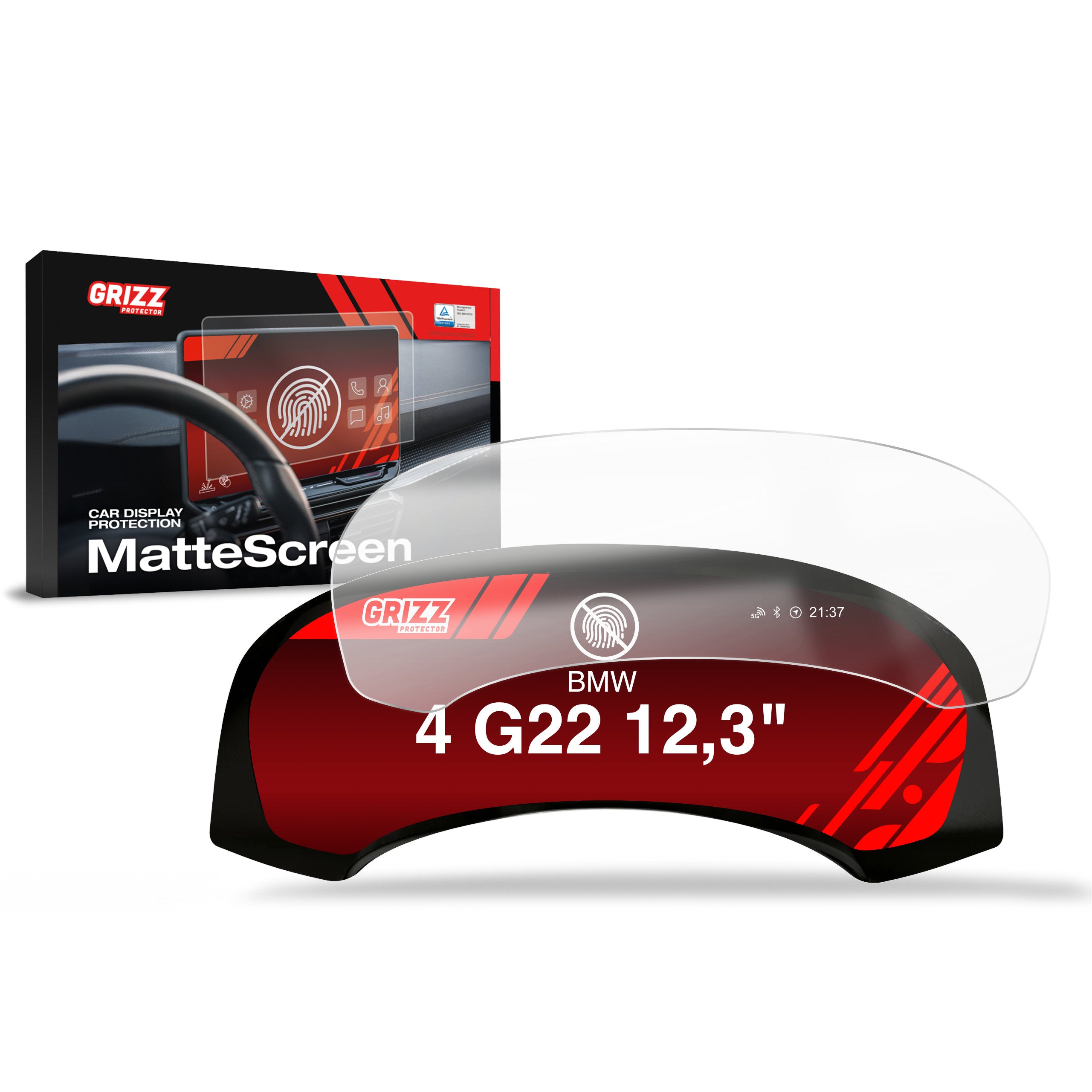 Matte Autodisplayfolie für BMW 4 G22 Live Cockpit 12,3" (2020-2023), Grizz Protector