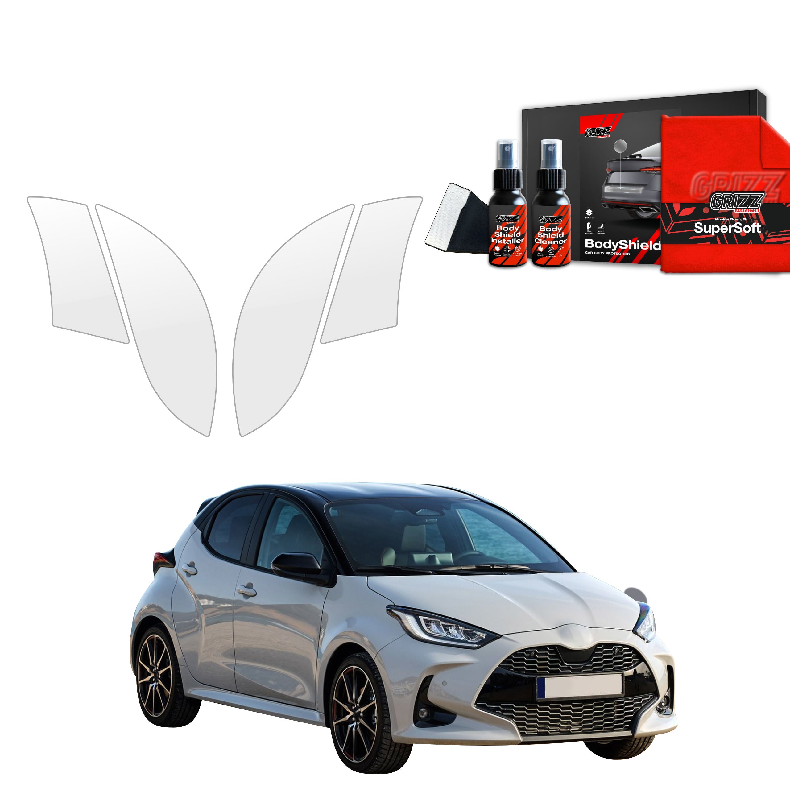 4in1 Schutzfolie Grizz Protector für hinteren & vorderen Seitenschwelle - Toyota Yaris HEV (2020-2026)