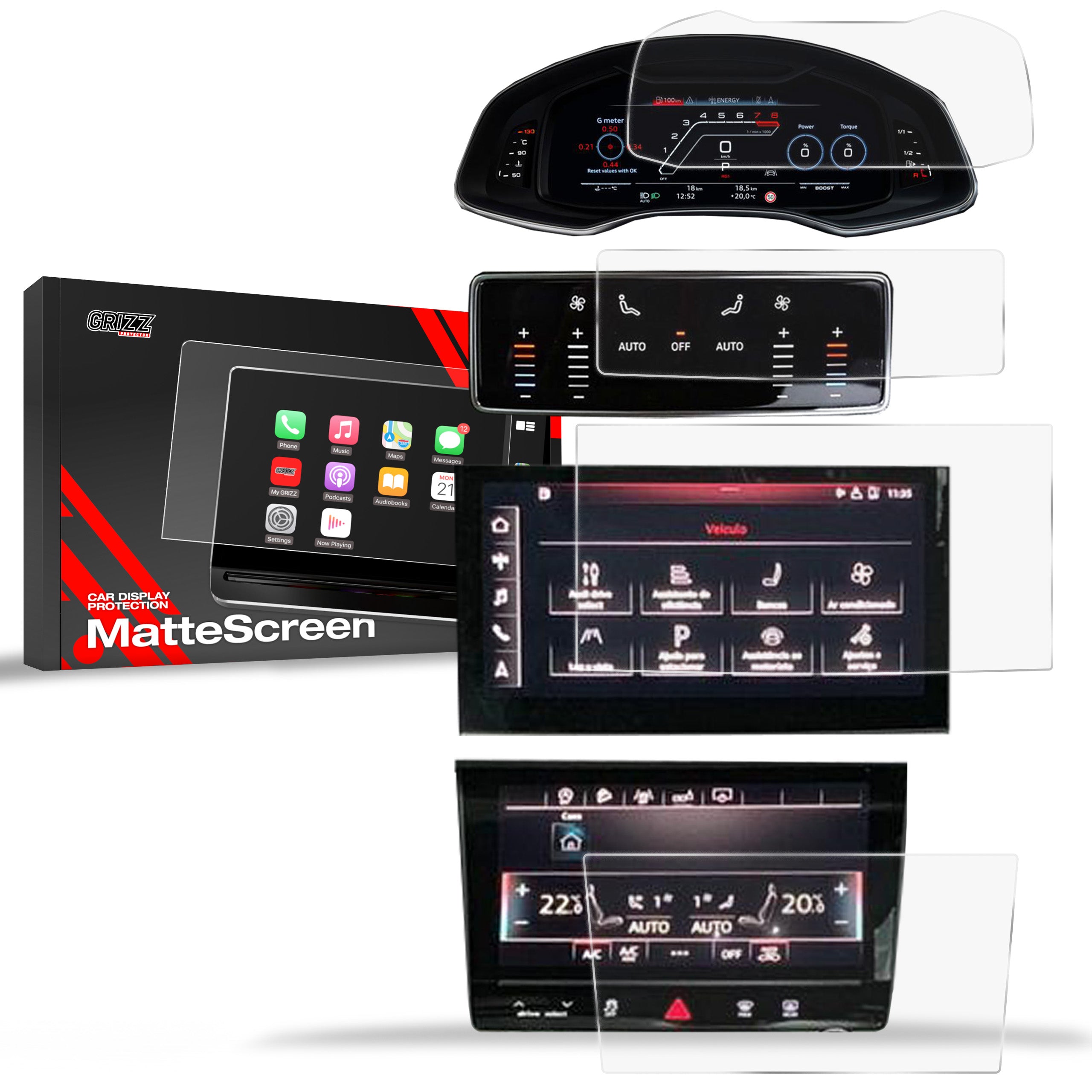 Matte Autodisplayfolie 3in1 für Audi Q8 (2018-2025), Grizz Protector