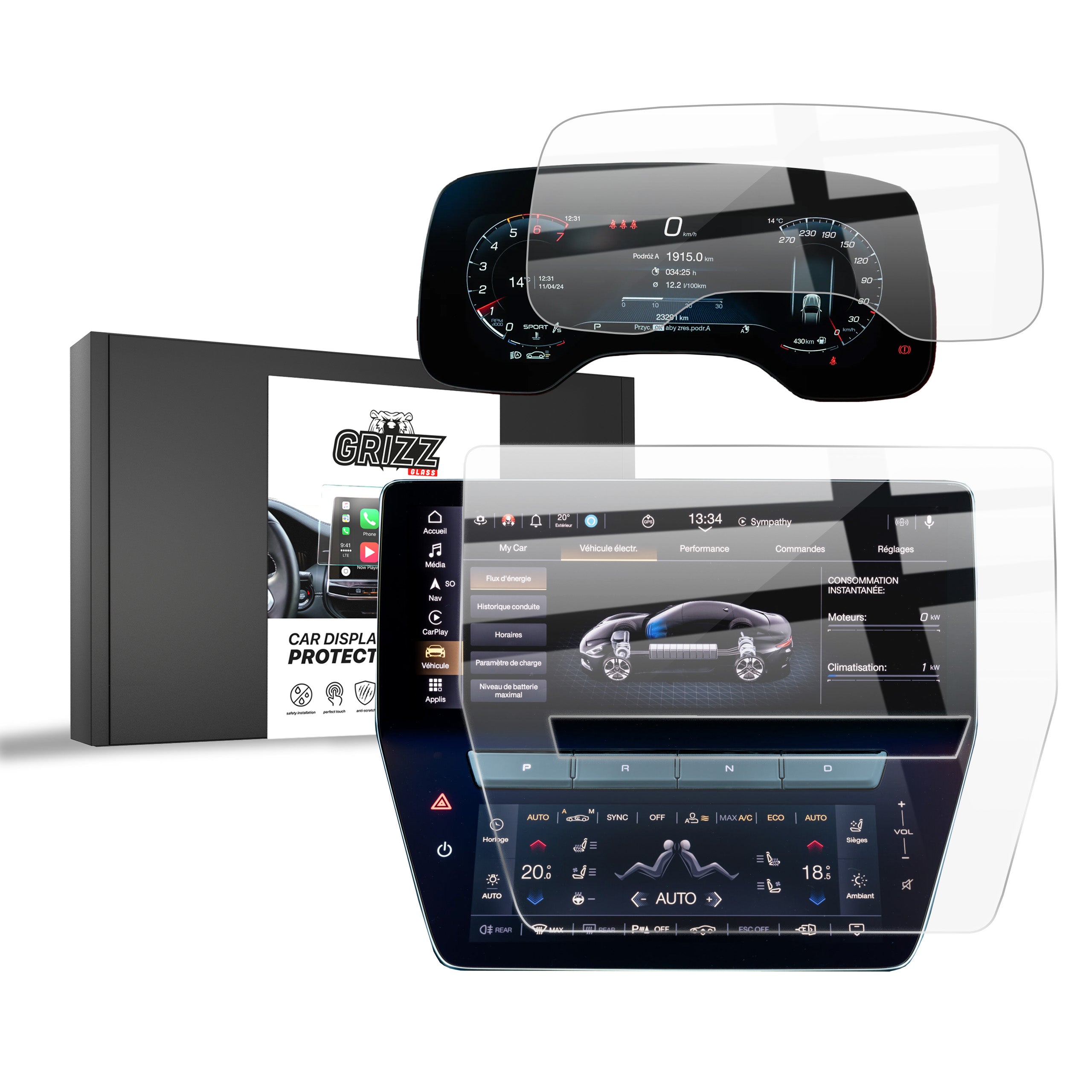 Keramische Autodisplayfolie 2in1 für Maserati Grecale (2023-2026), Grizz Protector