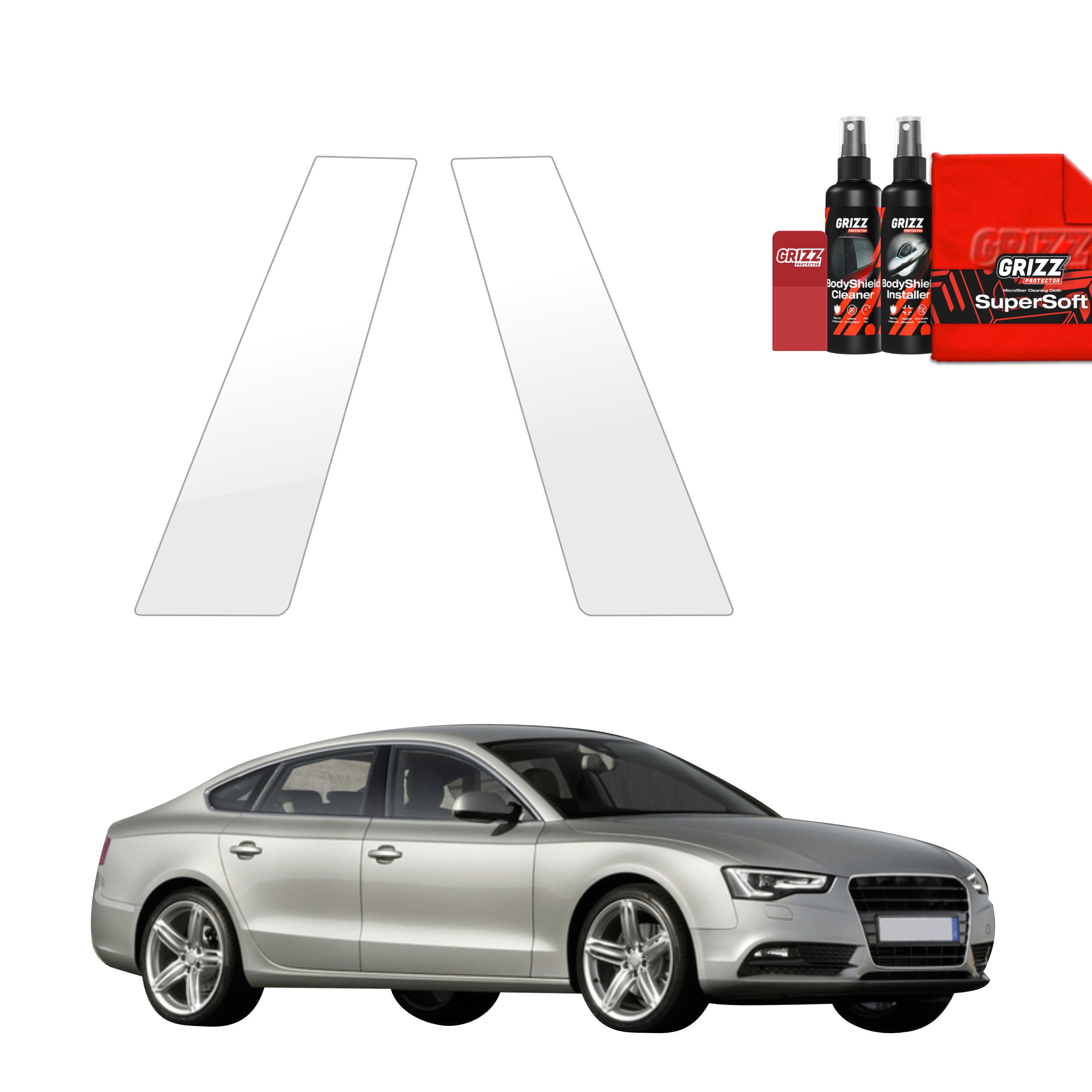 2in1 Schutzfolie Grizz Protector für B-C-Säule - Audi A5 8T SUV 5D (2007-2016)