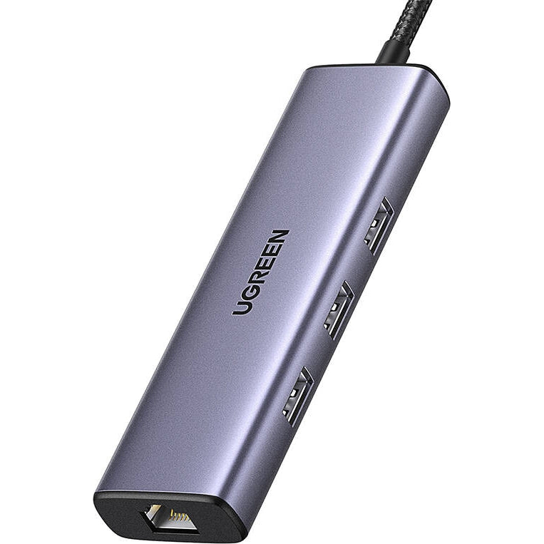 Adapter USB-C 6-in-1, 3x USB-A, HDMI 4K, RJ45, Power Delivery 100 W, Ugreen CM512, Grau