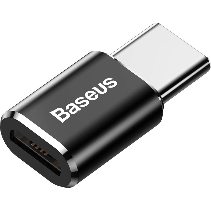 Adapter von Micro-USB (weiblich) auf USB-C (männlich), Baseus Mini, Schwarz