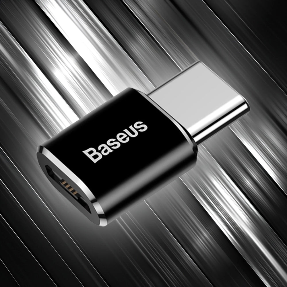 Adapter von Micro-USB (weiblich) auf USB-C (männlich), Baseus Mini, Schwarz