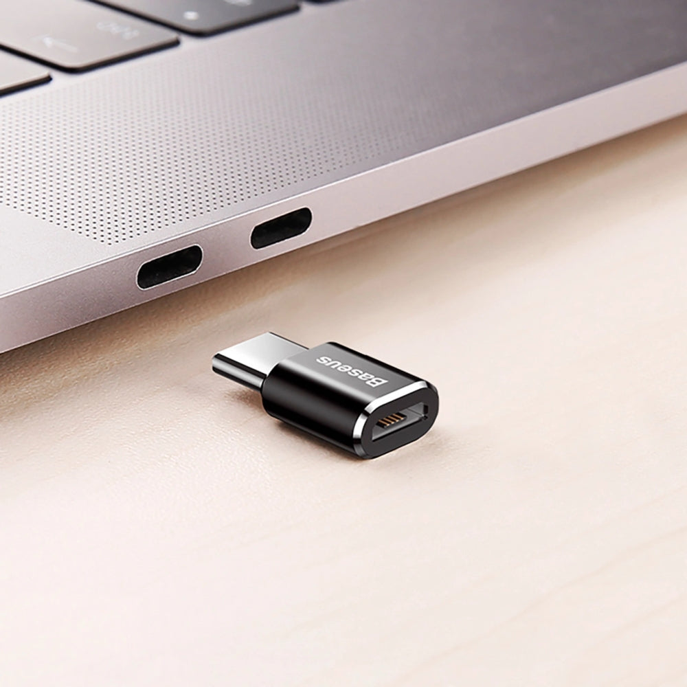 Adapter von Micro-USB (weiblich) auf USB-C (männlich), Baseus Mini, Schwarz