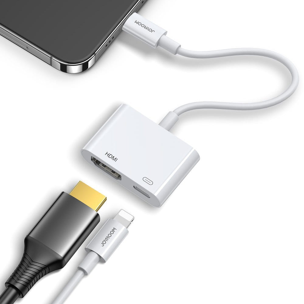 Ladekabel / Adapter Lightning (Stecker) zu Lightning (Buchse) / HDMI (Buchse), Joyroom S-H141, 2A, Weiß