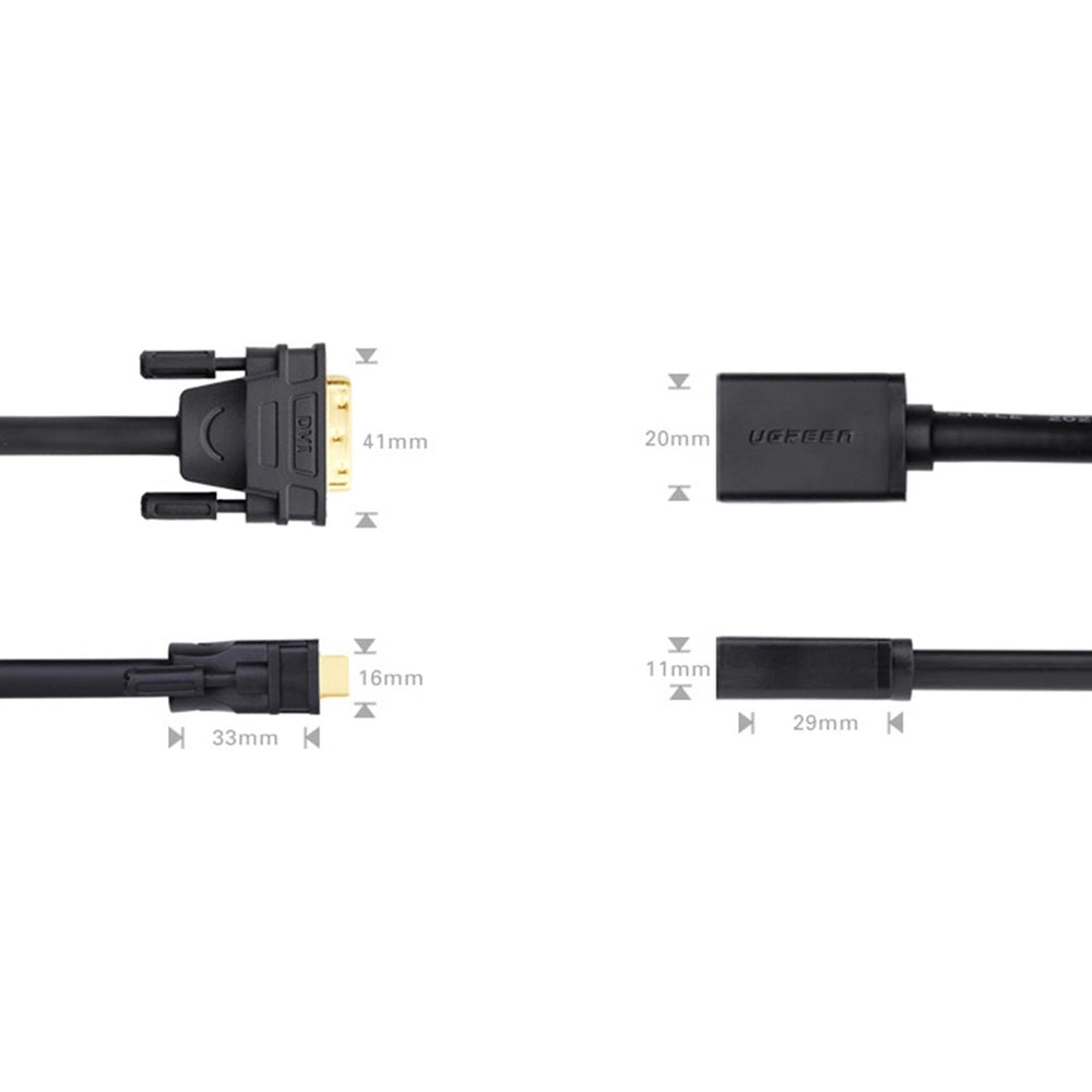 Adapter DVI (Stecker) - HDMI (Buchse), Ugreen, 0.15m, Schwarz