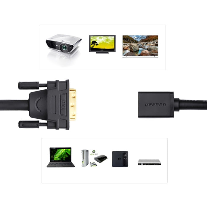 Adapter DVI (Stecker) - HDMI (Buchse), Ugreen, 0.15m, Schwarz