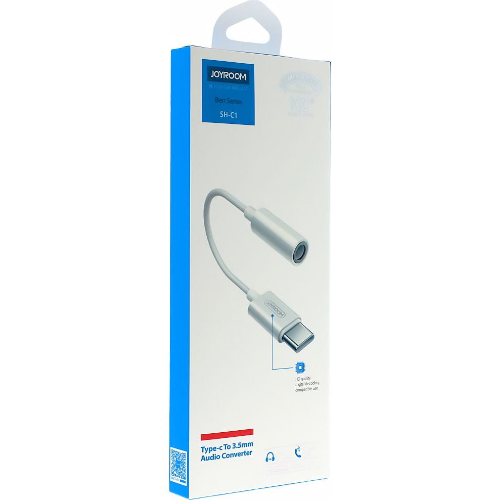 Adapter USB-C (Stecker) zu Jack 3.5mm (Buchse), Joyroom Ben Series, 3A, Weiß