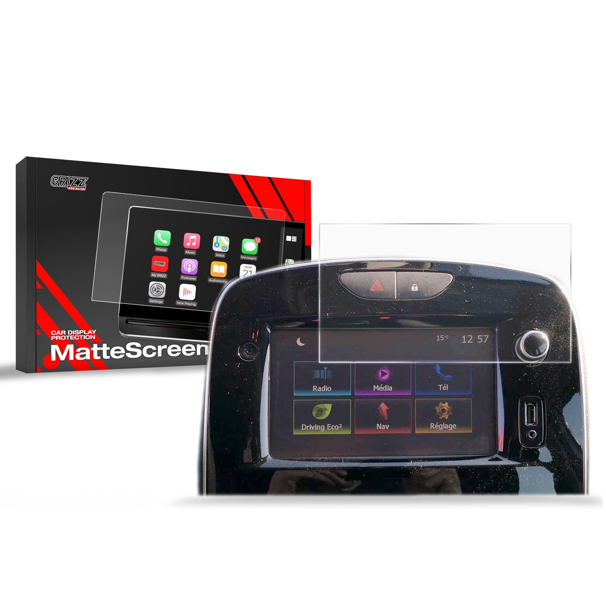 Matte Autodisplayfolie für Renault Twingo 3 7" R-link (2014-2024), Grizz Protector
