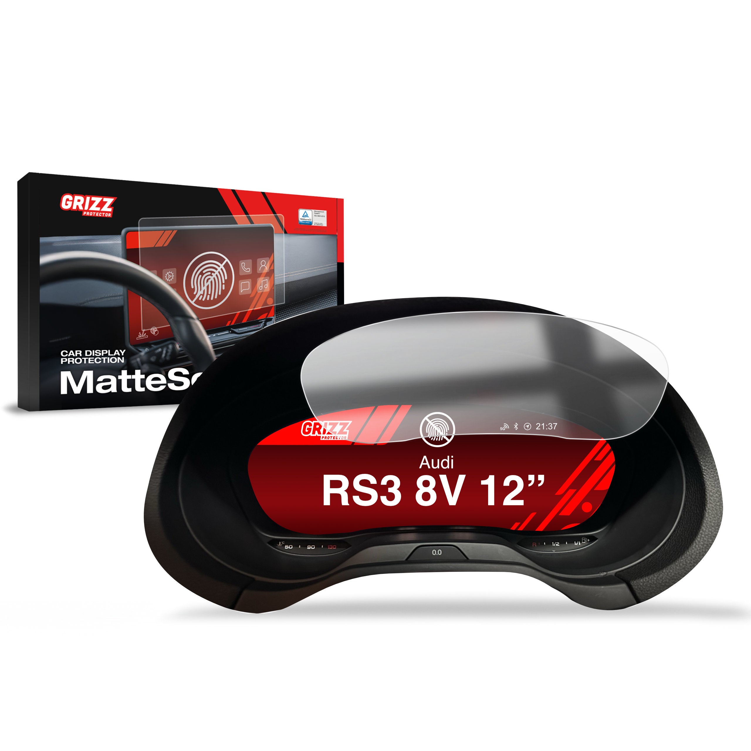 Matte Autodisplayfolie für Audi RS3 8V Virtual Cockpit Retrofit 12" (2012-2019), Grizz Protector