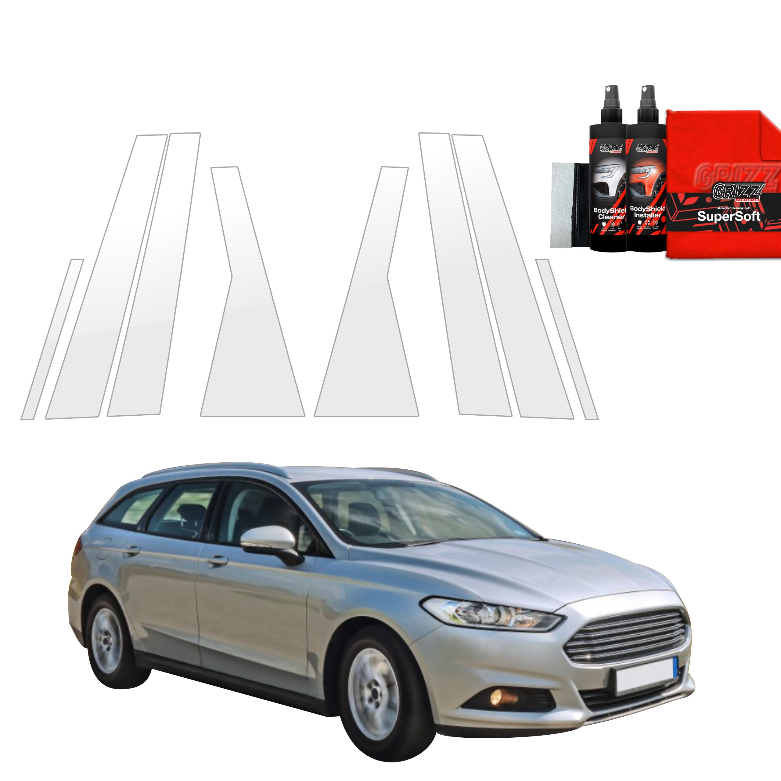 8in1 Schutzfolie Grizz Protector für B-C-Säule - Ford Mondeo Mk5 Kombi (2014-2019)