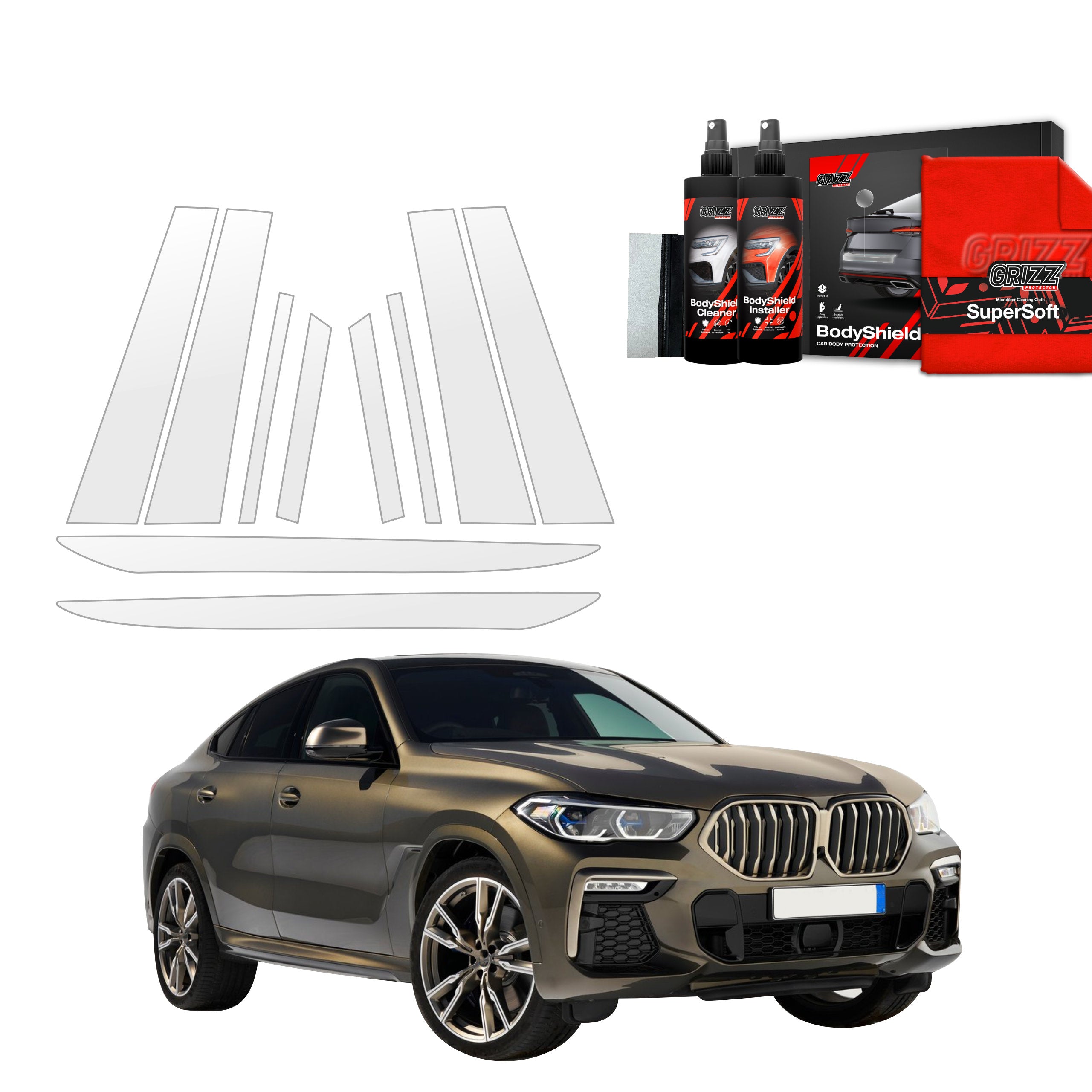10in1 Schutzfolie Grizz Protector für B-C-Säule - BMW X6M (2019-2023)