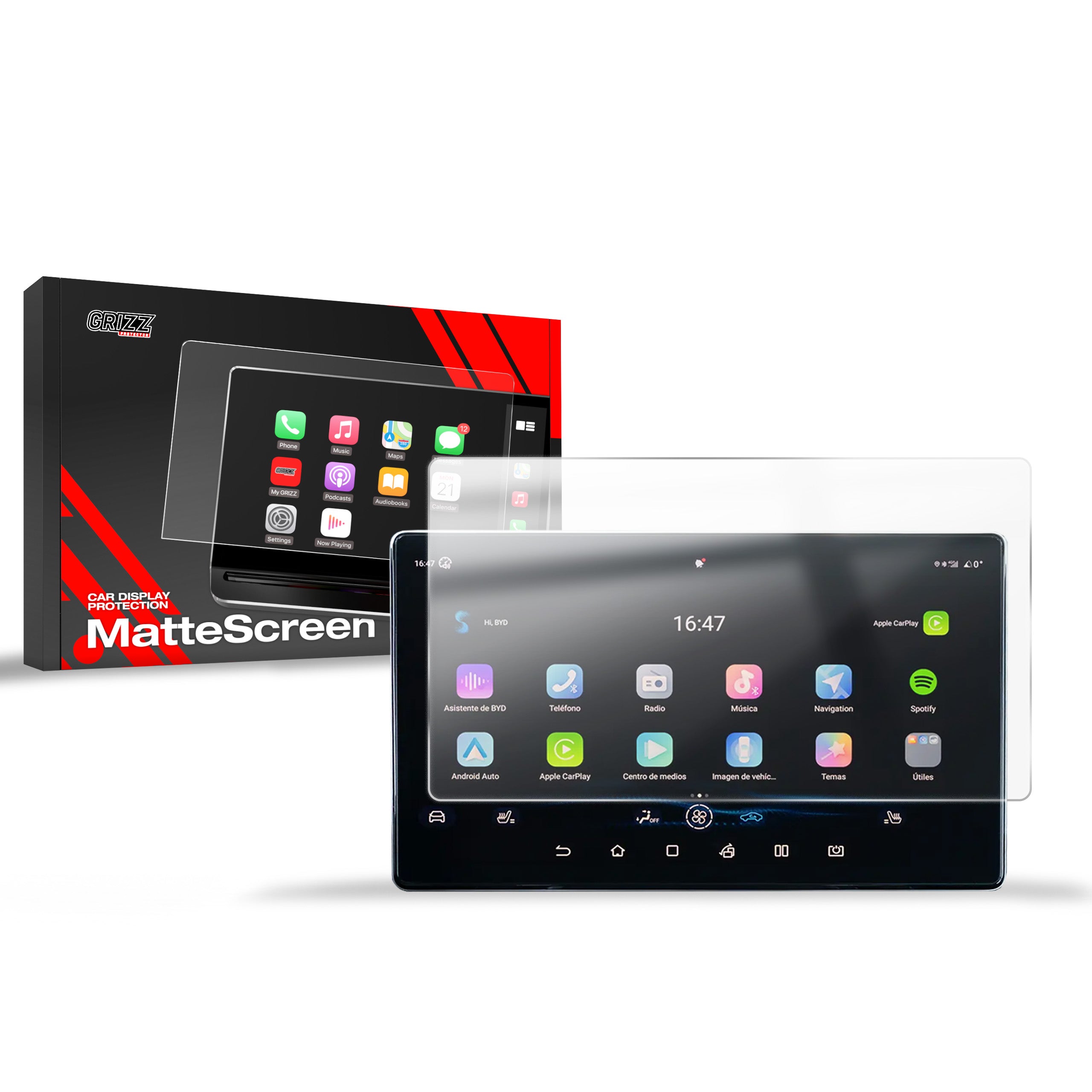Matte Autodisplayfolie für BYD ATTO 2 10,1" (2025-2026), Grizz Protector