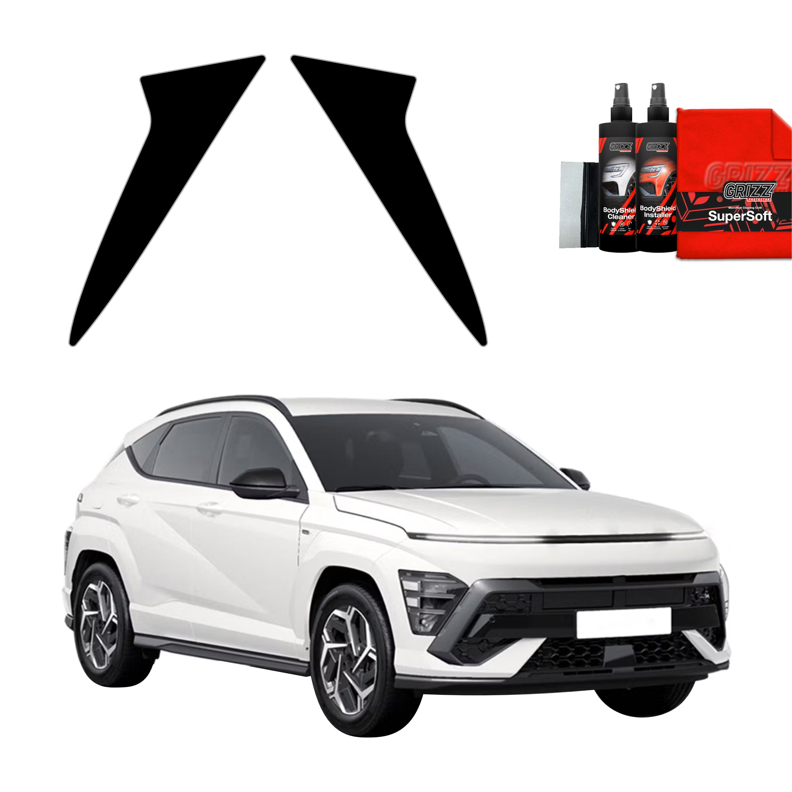2in1 Schwarze Grizz Protector schutzfolie für C-Säule - Hyundai Kona N-Line (2023-2026)