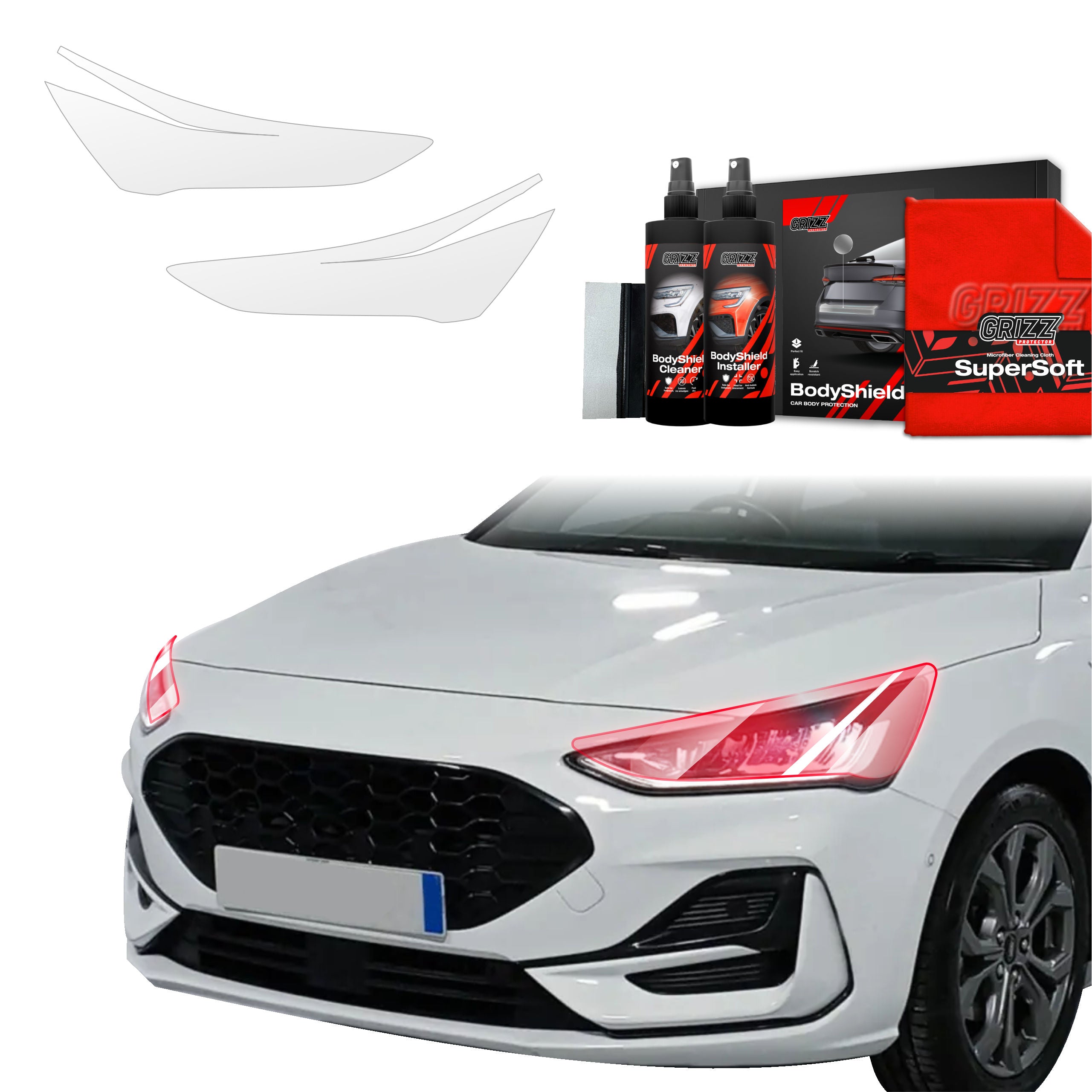 2in1 Schutzfolie Grizz Protector für Scheinwerfer - Ford Focus ST-Line X Hatchback Facelift (2021-2025)