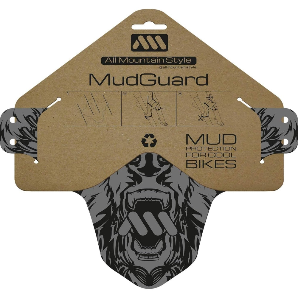 Vorderer Kotflügel AMS Mud Guard, Bär ( Schwarz mit Tiermotiv)