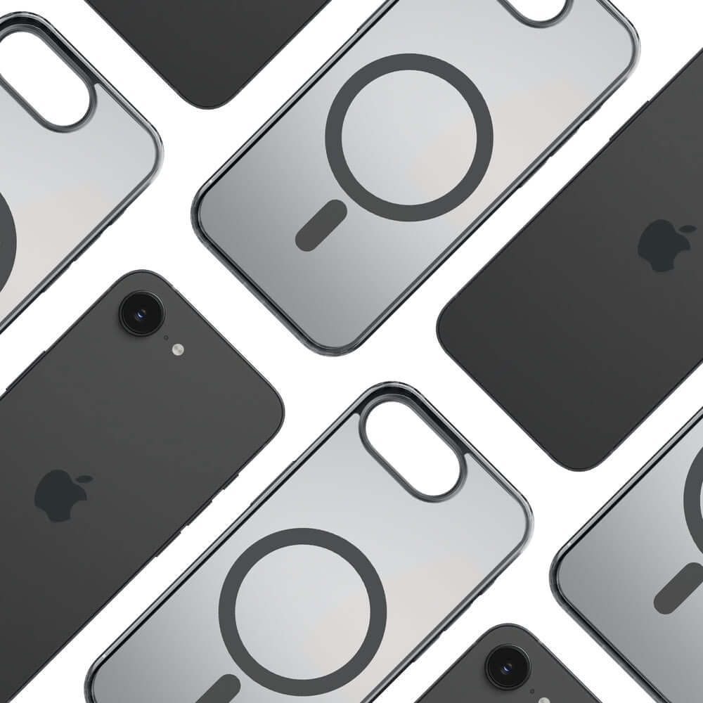 Handyhülle für iPhone 16e, 3mk Frosty MagCase mit MagSafe, Transluzent mit Schwarz