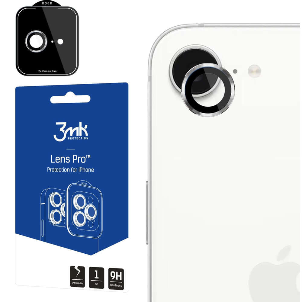 Objektivschutz für iPhone 16e, 3mk Lens Protection Pro, Silbern
