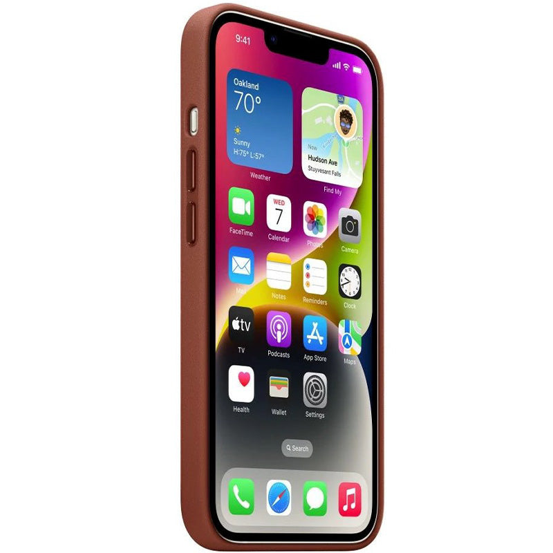 Schutzhülle Apple Leather Case MagSafe für iPhone 14, Dunkelbraun