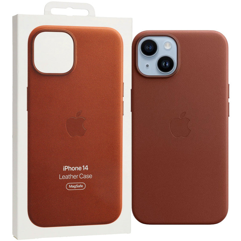 Schutzhülle Apple Leather Case MagSafe für iPhone 14, Dunkelbraun