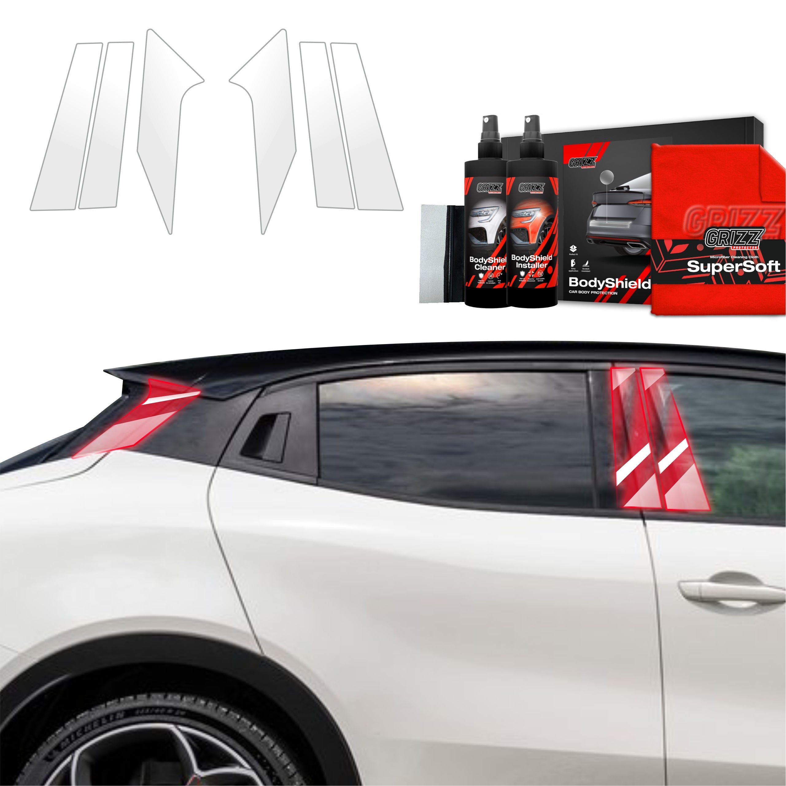 6in1 Schutzfolie Grizz Protector für B-C-Säule - Alfa Romeo Junior (2024-2026)
