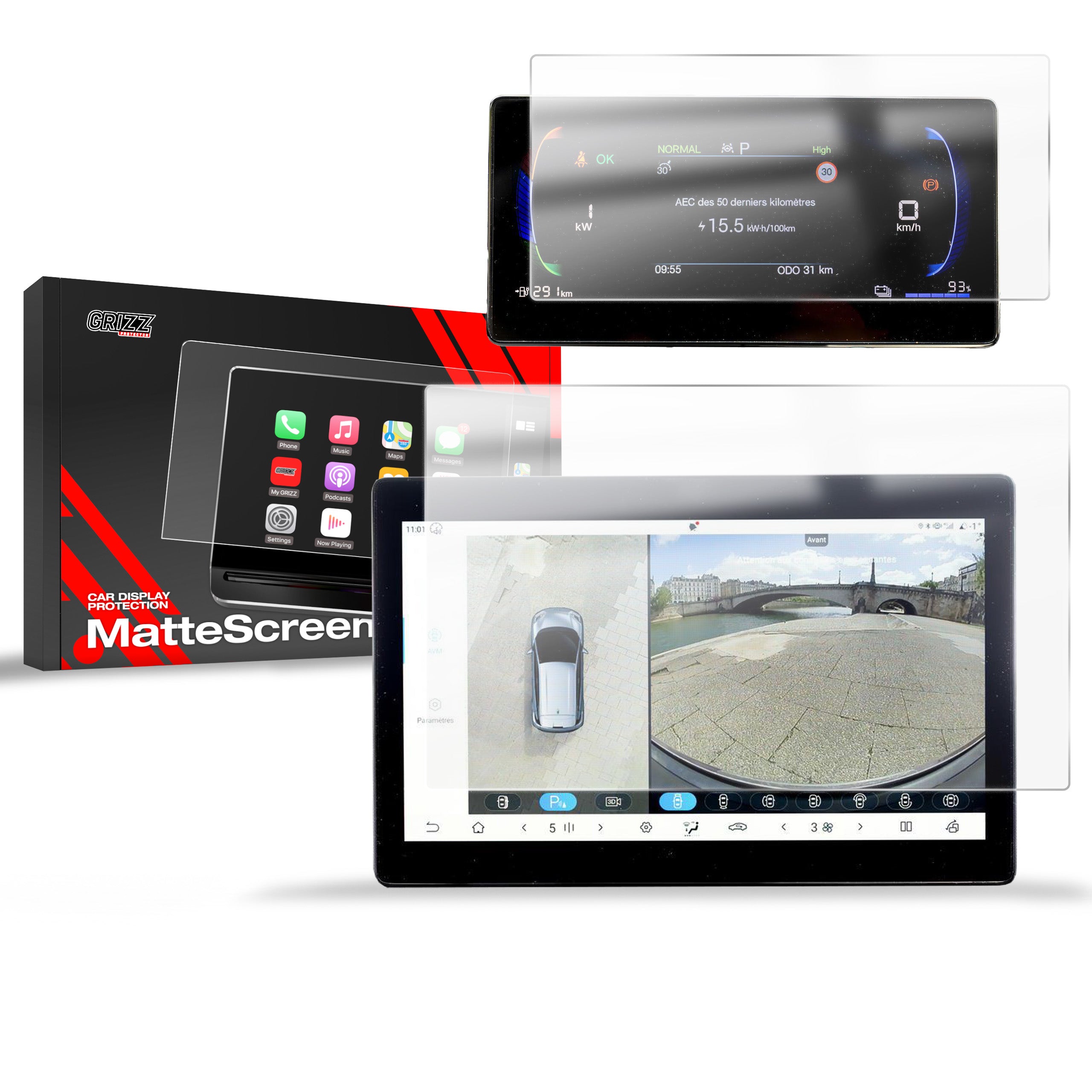 Matte Autodisplayfolie 2in1 für BYD Dolphin Surf (2025), Grizz Protector