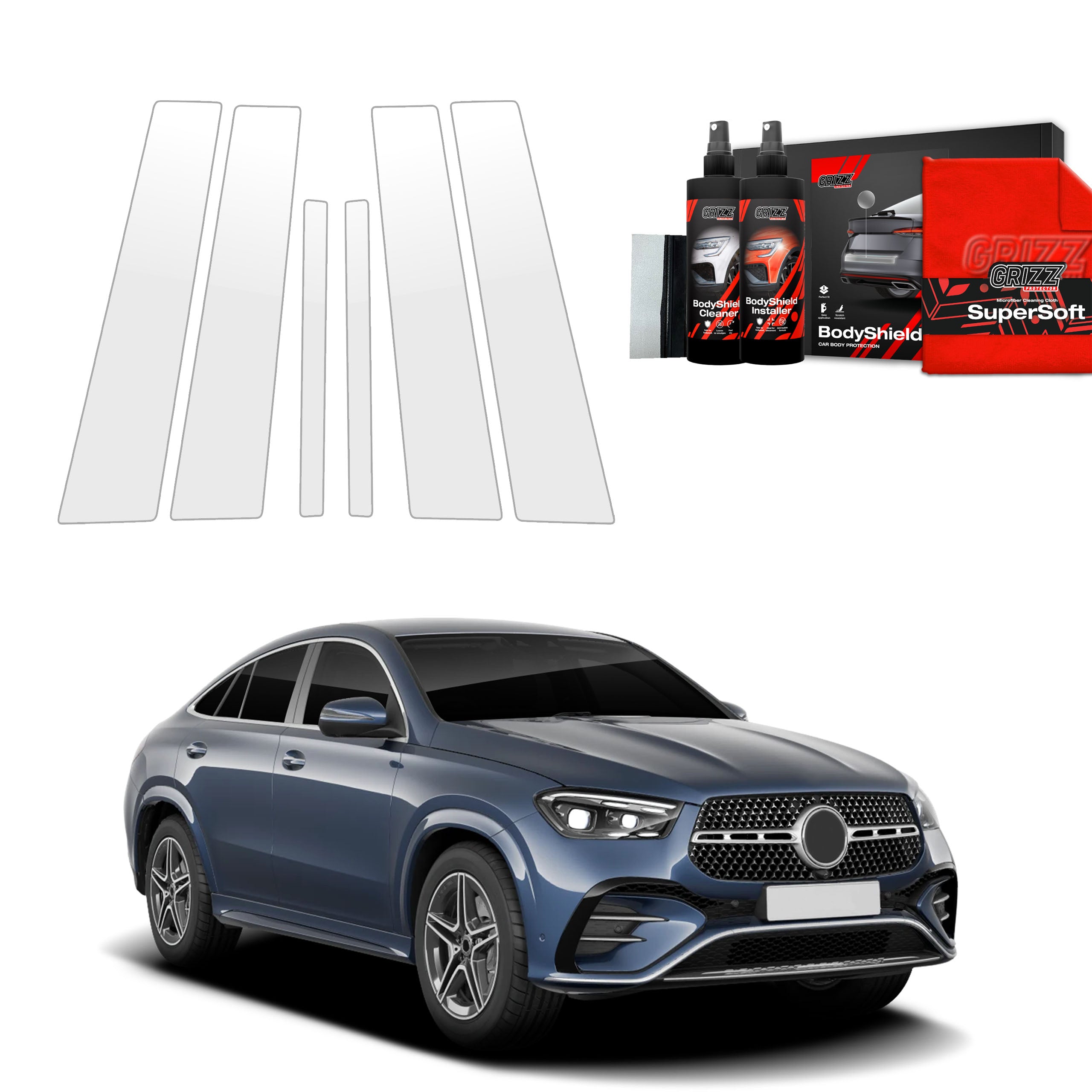 6in1 Schutzfolie Grizz Protector für B-C-Säule - Mercedes GLE 450d (2023-2025)