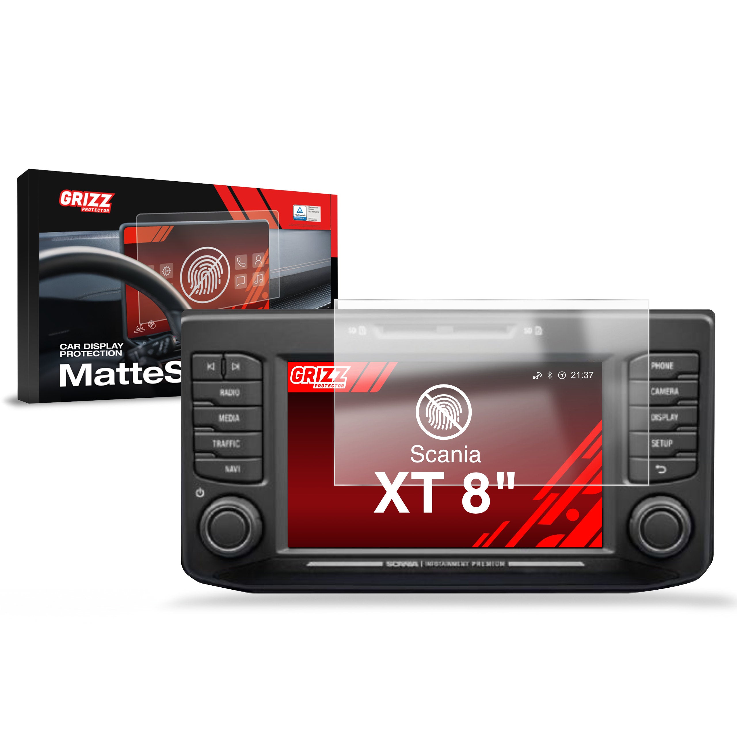 Matte Autodisplayfolie für Scania XT 8", Grizz Protector