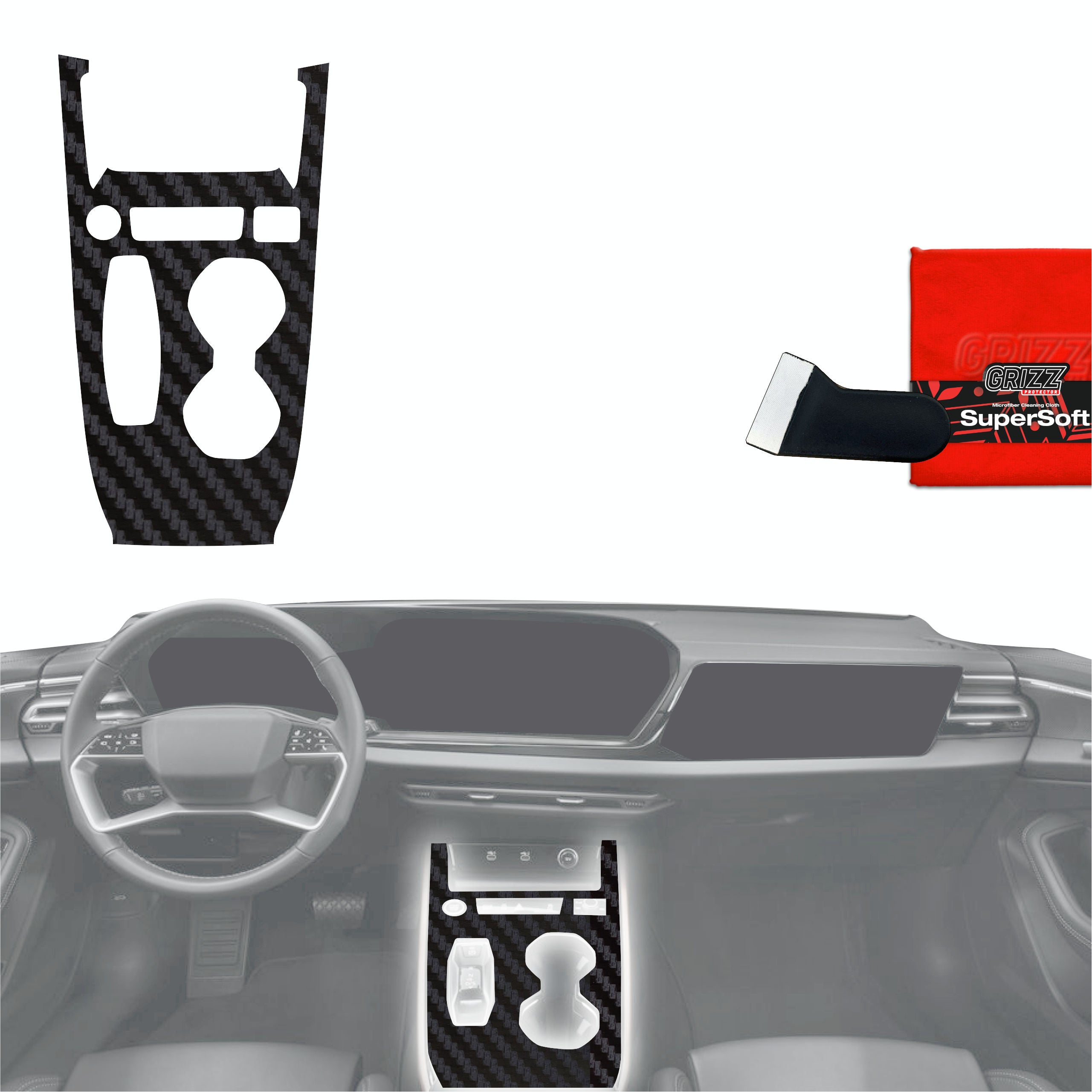 Schutzfolien Grizz Protector für Mittelkonsole - Audi A5 B10 (2025-2026) Carbon Optik Matt Antifingerprint