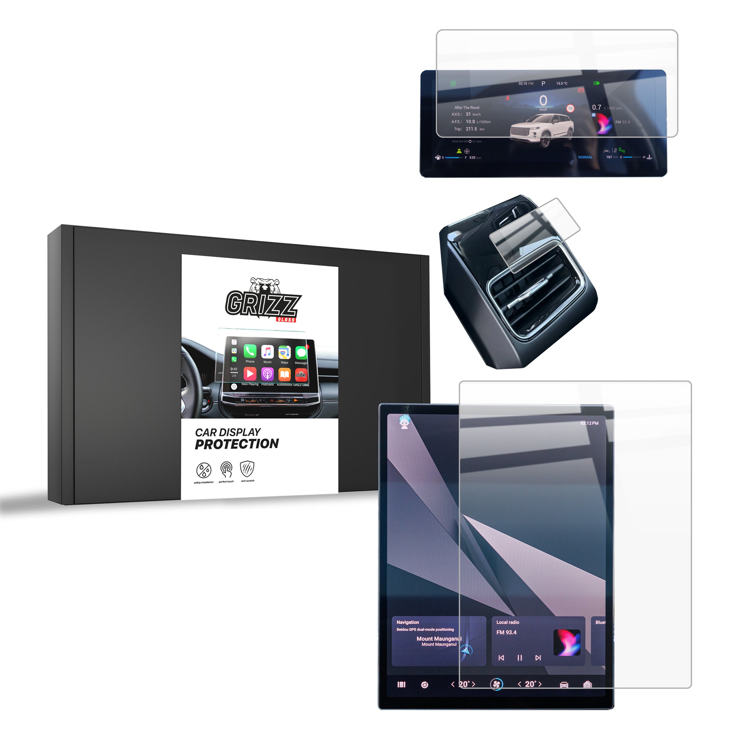 Keramische Autodisplayfolie 3in1 für Jaecoo J7 14,8" (2024), Grizz Protector