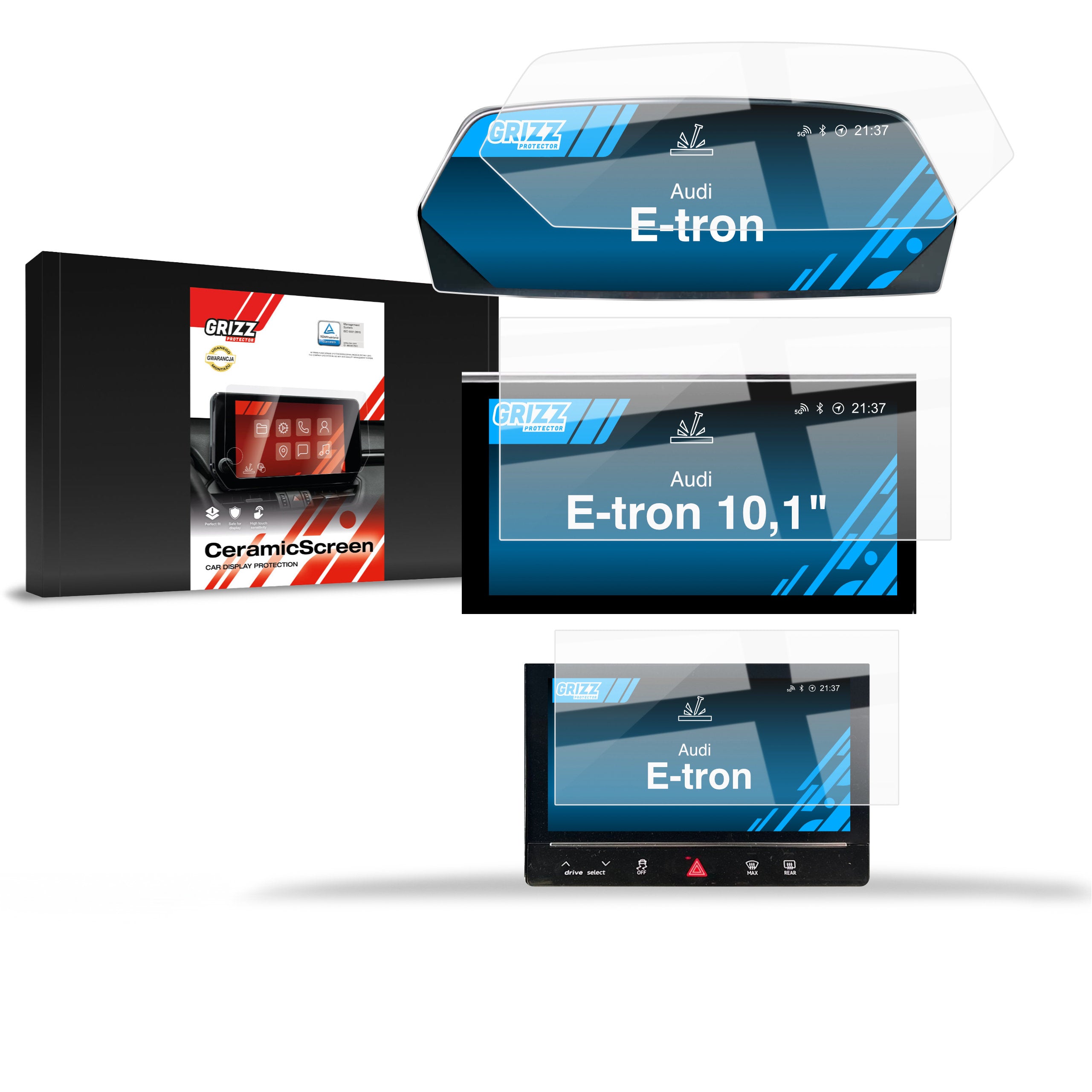 Keramische Autodisplayfolie 3in1 für Audi e-tron (2019-2022), Grizz Protector