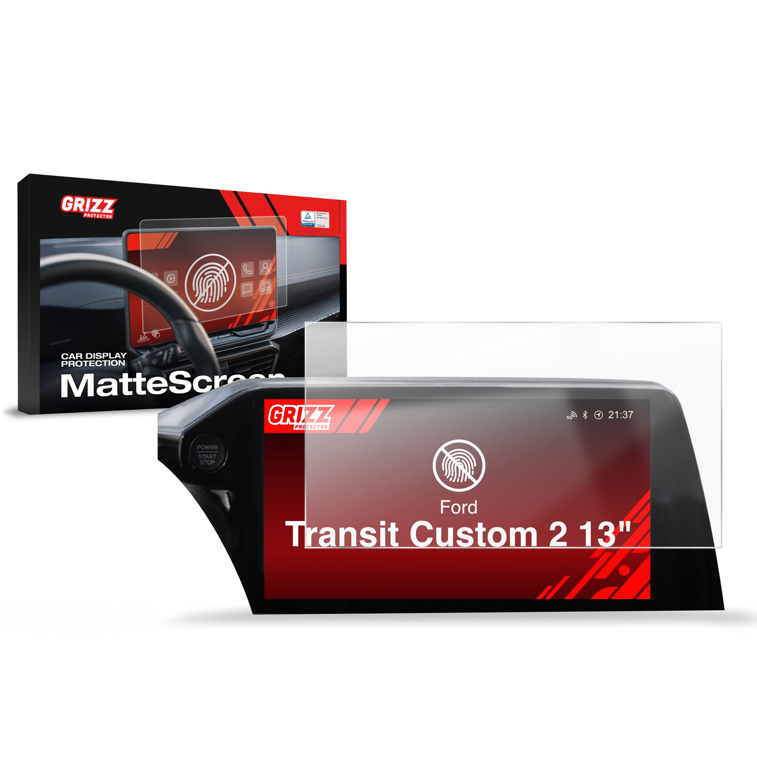 Matte Autodisplayfolie 2in1 für Ford Transit Custom 2 13" (2024-2026), Grizz Protector