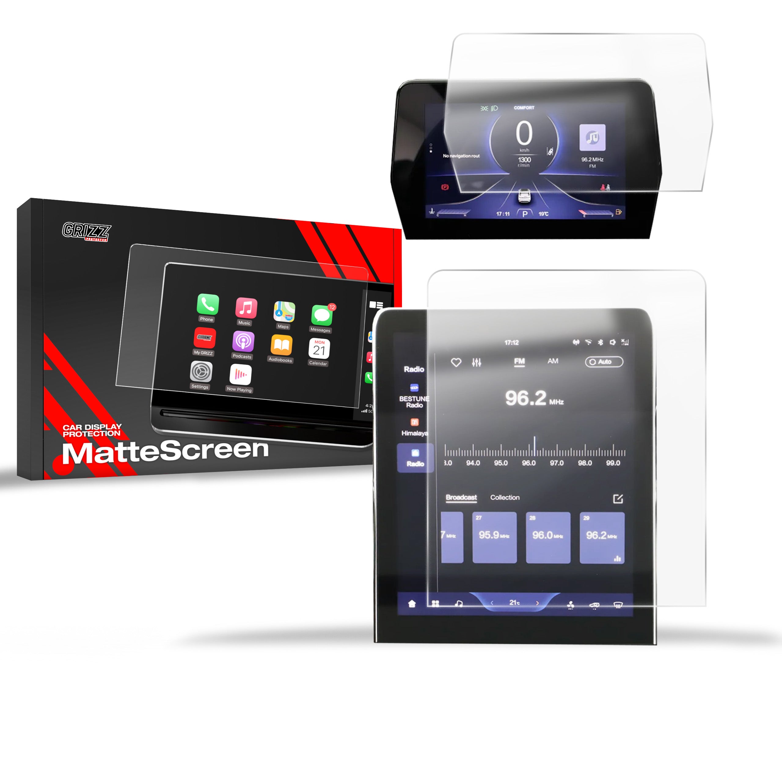 Matte Autodisplayfolie 2in1 für Bestune T90 12,6" (2023-2026), Grizz Protector