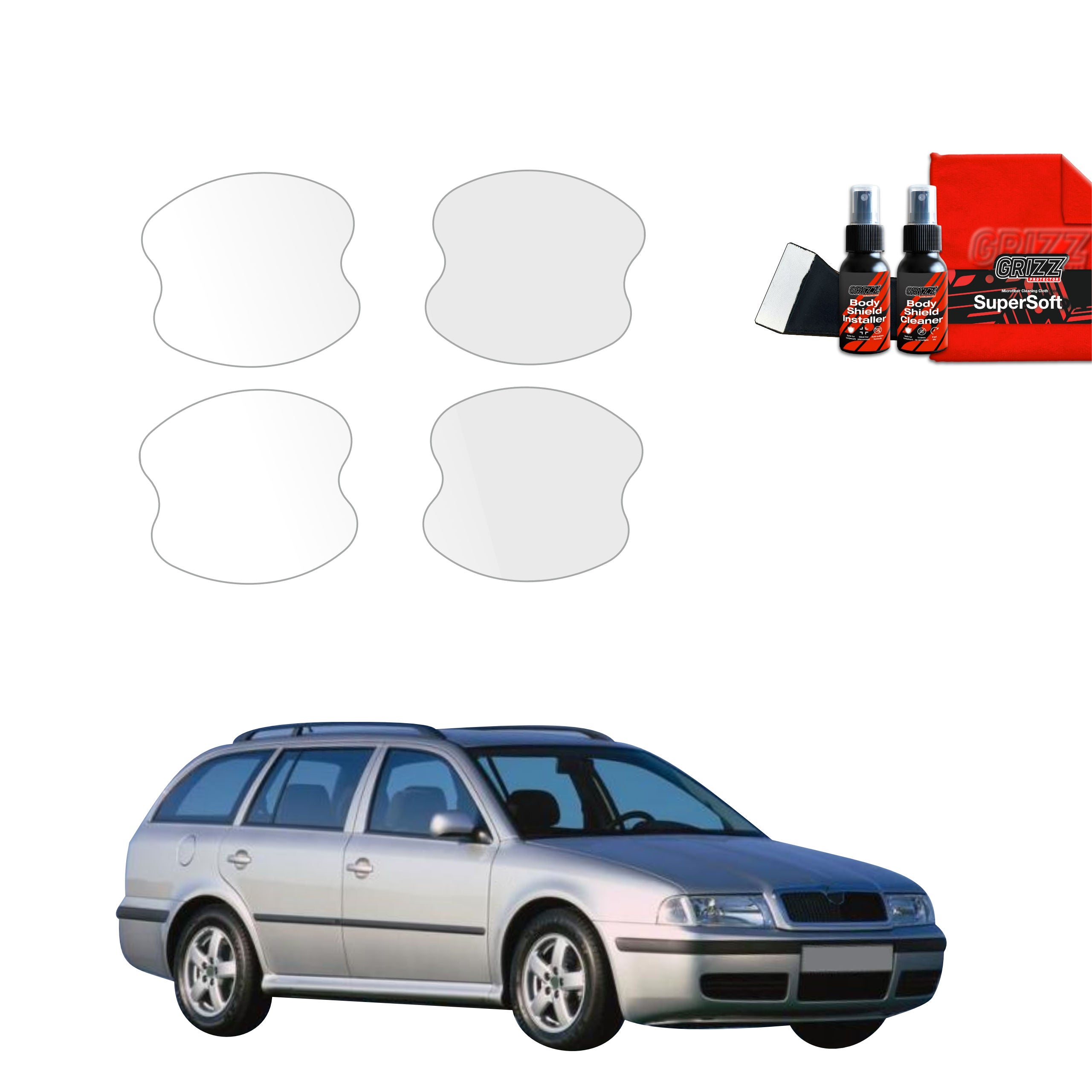 4in1 Schutzfolie Grizz Protector für Türgriffmulden - Skoda Octavia 2 (2004-2008)