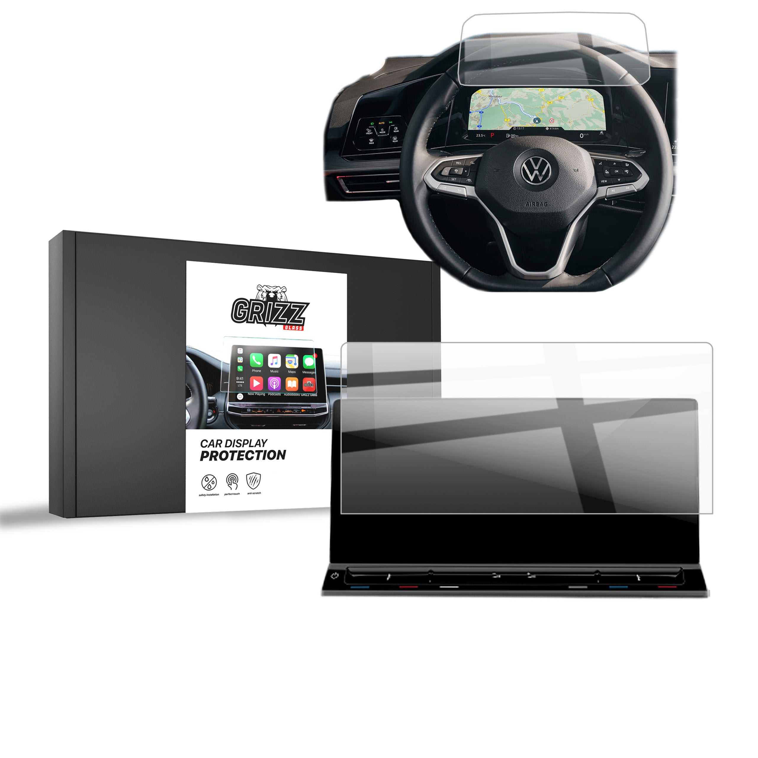 Keramische Autodisplayfolie 2in1 für Volkswagen Transporter T7 Discover 8" (2024-2026), Grizz Protector