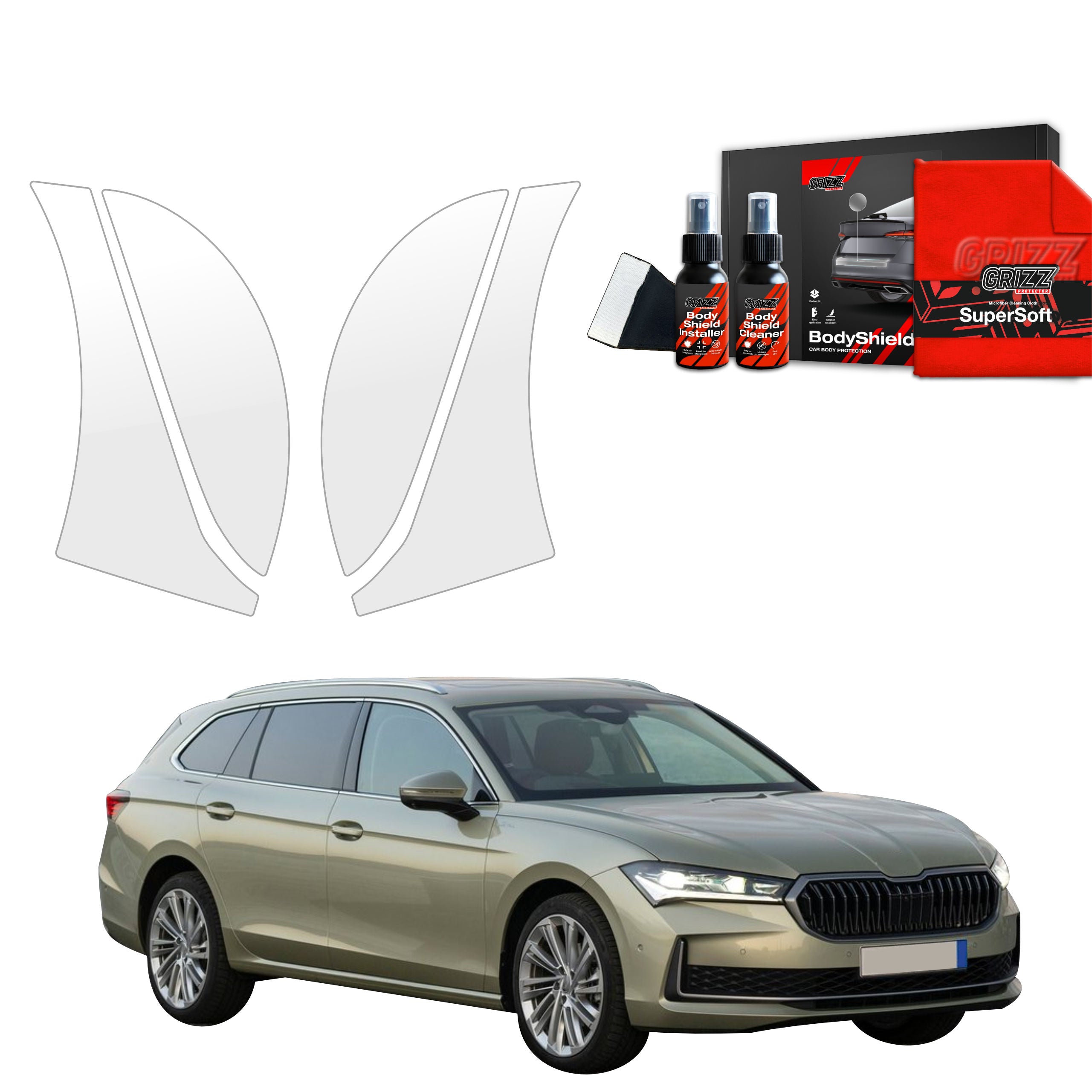 4in1 Schutzfolie Grizz Protector für hinteren & vorderen Seitenschwelle - Skoda Superb 4 Combi (2024-2026)