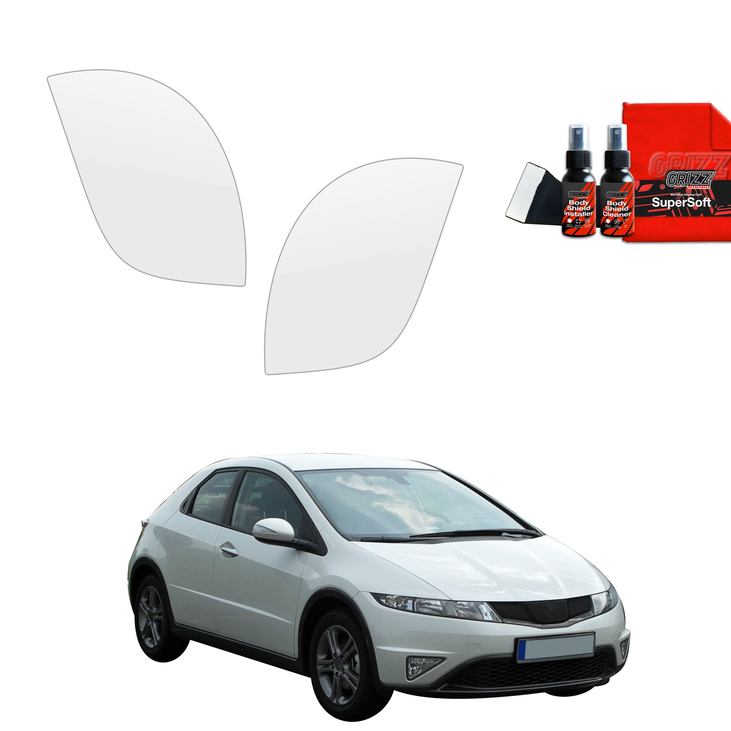 2in1 Schutzfolie Grizz Protector für hinteren & vorderen Seitenschwelle - Honda Civic 8 Hatchback 5D (2009-2011)