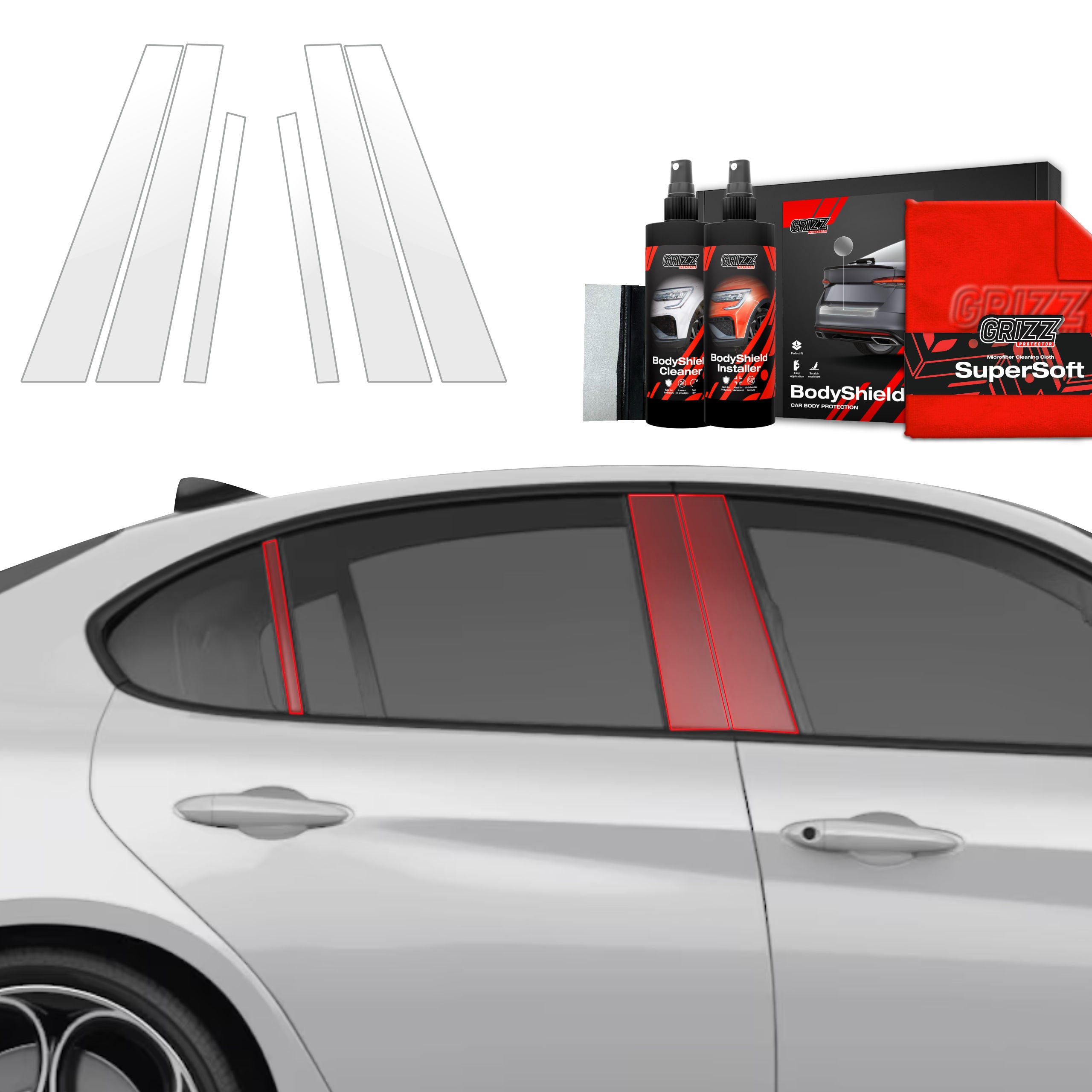 6in1 Schutzfolie Grizz Protector für B-C-Säule - Alfa Romeo Giulia (2023-2026)