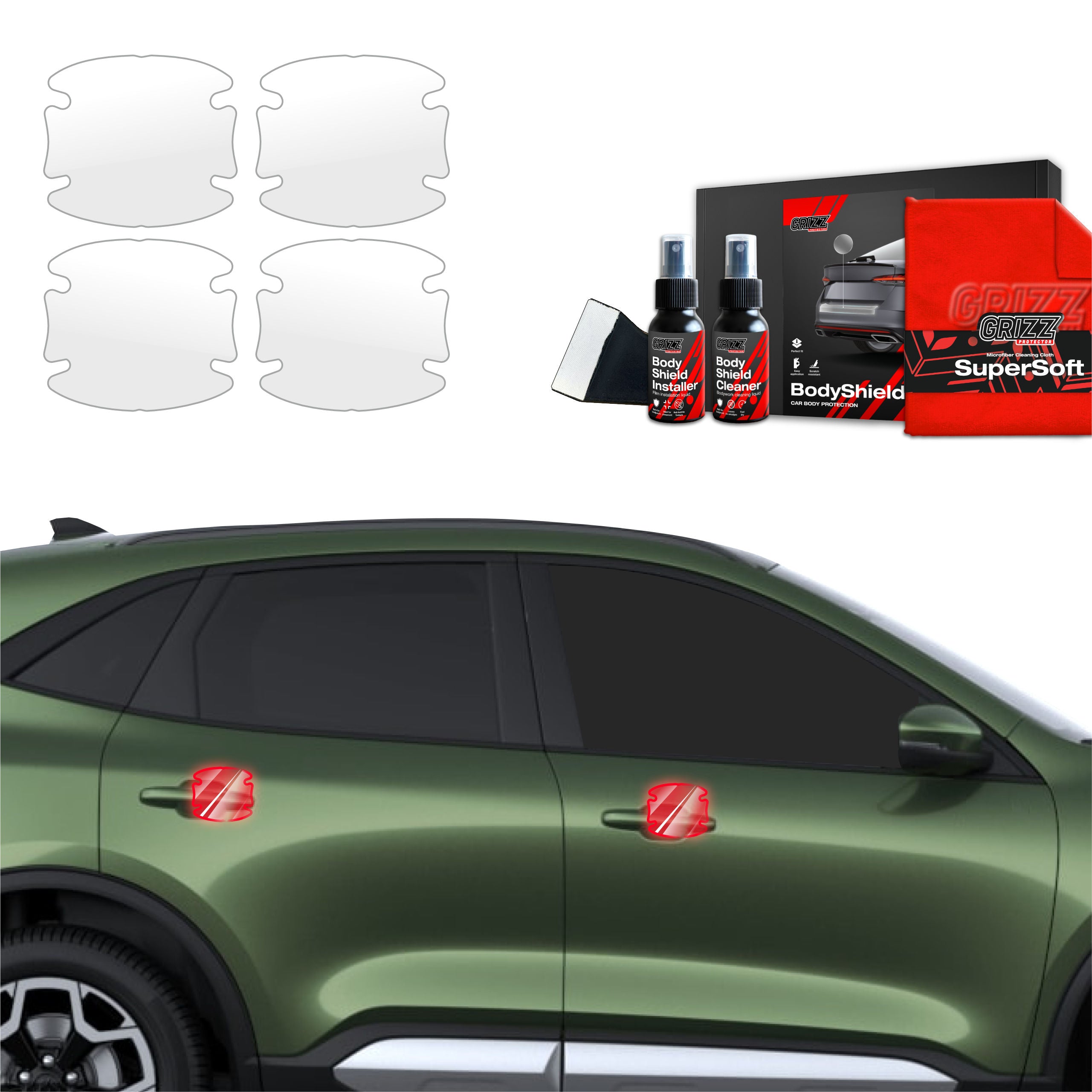 4in1 Schutzfolie Grizz Protector für Türgriffmulden - Ford Kuga Titanium Facelift (2024-2026)