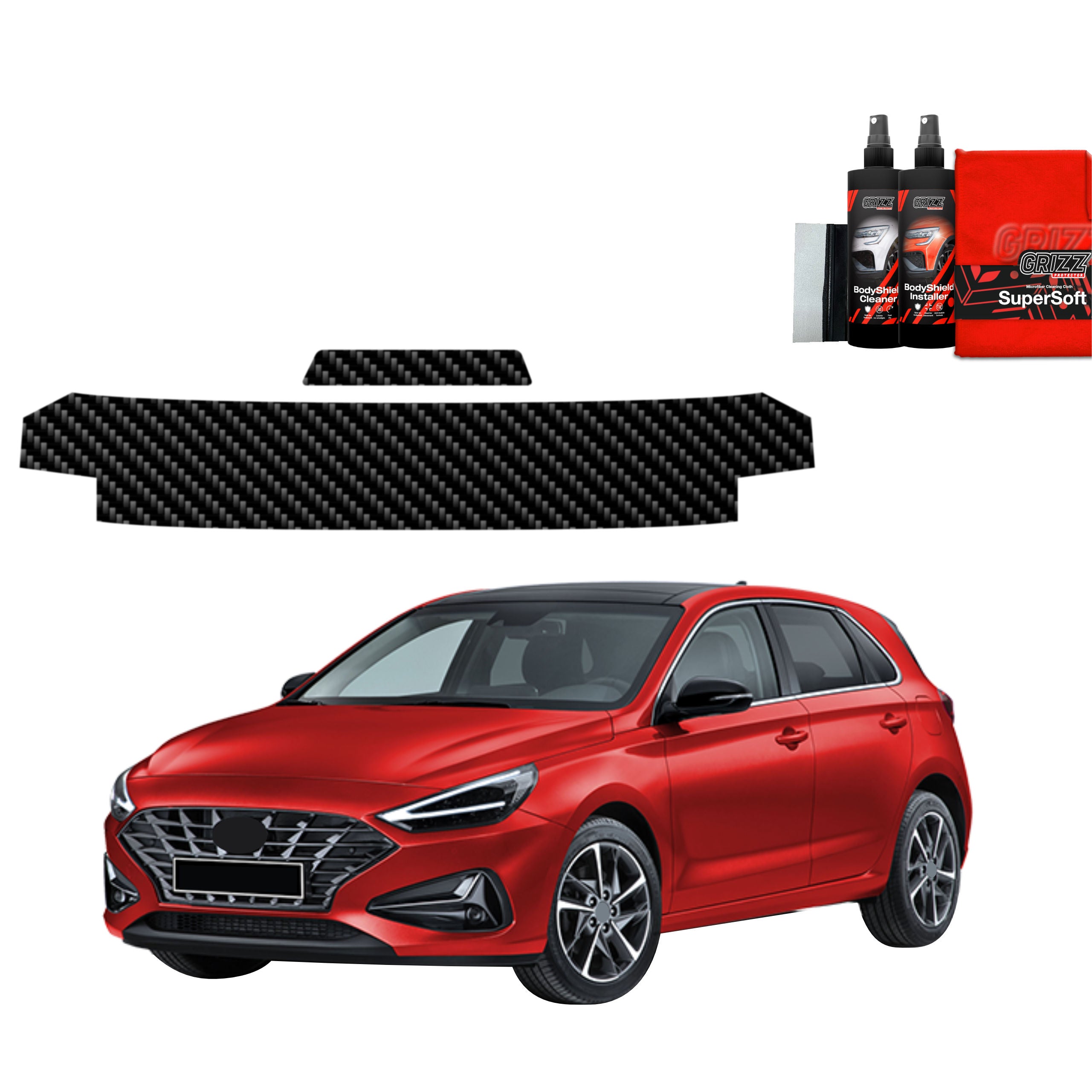 2in1 Kohlenstoff Schutzfolie Grizz Protector für Ladekante - Hyundai i30 Hatchback (2020-2026)