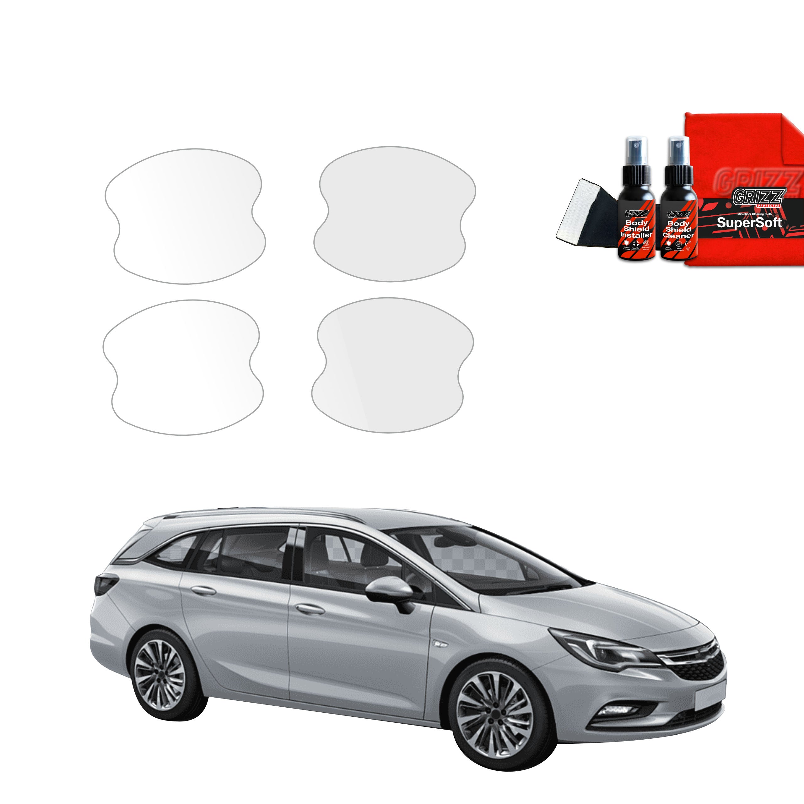4in1 Schutzfolie Grizz Protector für Türgriffmulden - Opel Astra J Kombi 5D (2012-2015)
