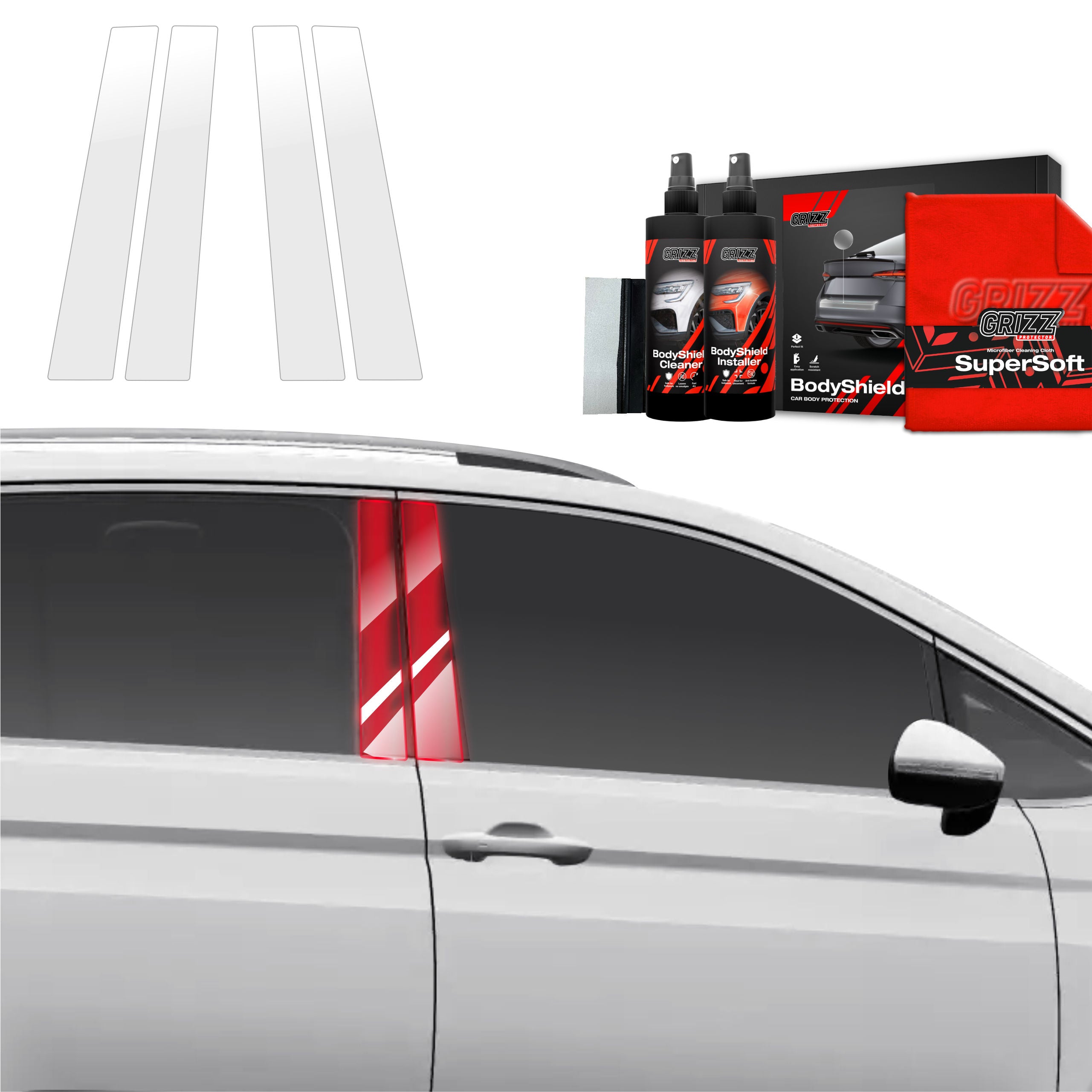 4in1 Schutzfolie Grizz Protector für B-Säule - Volkswagen VW Touran (2024-2026)