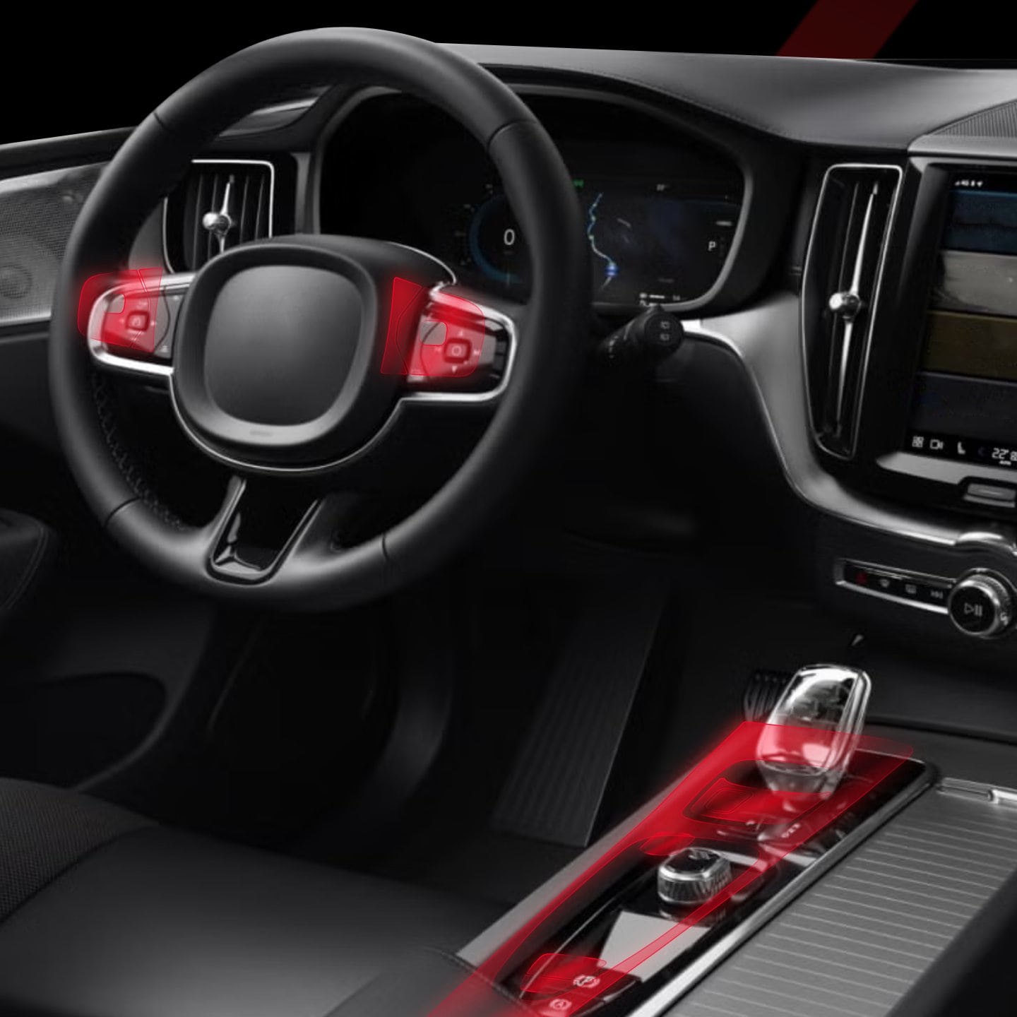 3in1 Mittelkonsole Schutzfolie Grizz Protector für Audi Q8 (2018-2025) Glanz Dynamic