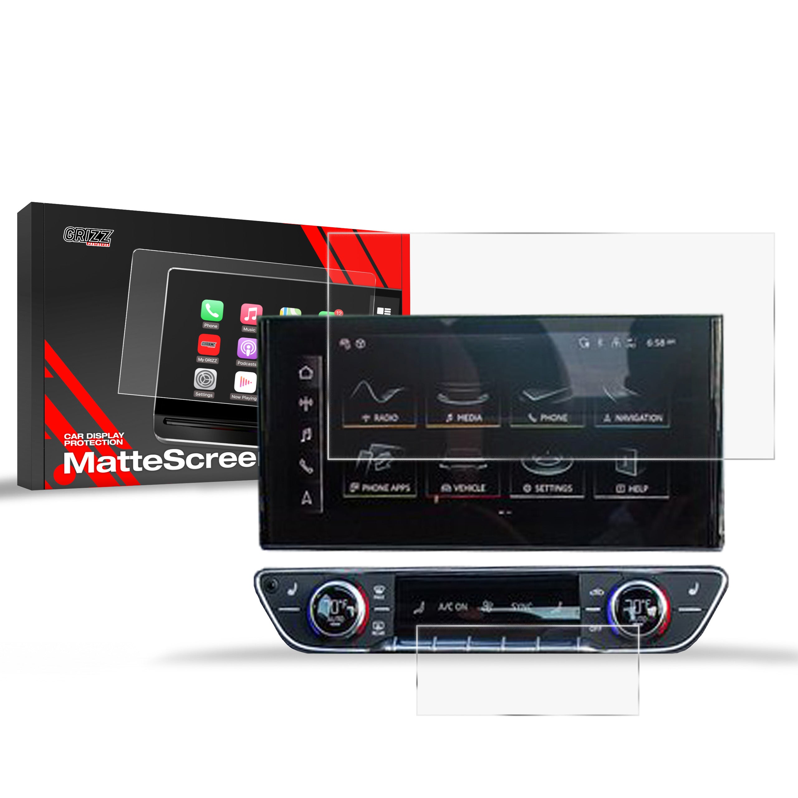 Matte Autodisplayfolie 2in1 für Audi Q5 10,1" (2020-2024), Grizz Protector
