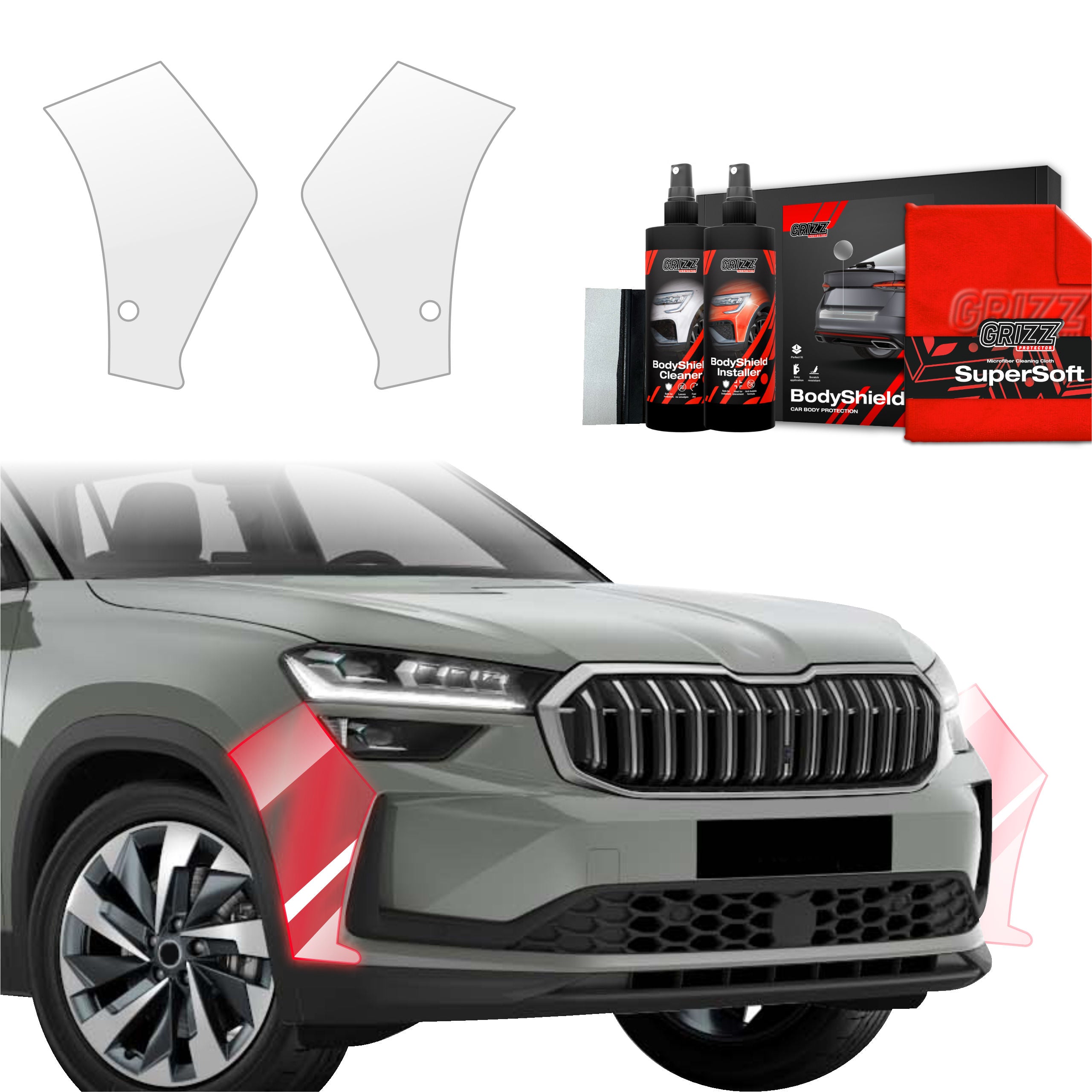 2in1 Schutzfolie Grizz Protector für Stoßstange - Skoda Kodiaq 2 (2024-2026)