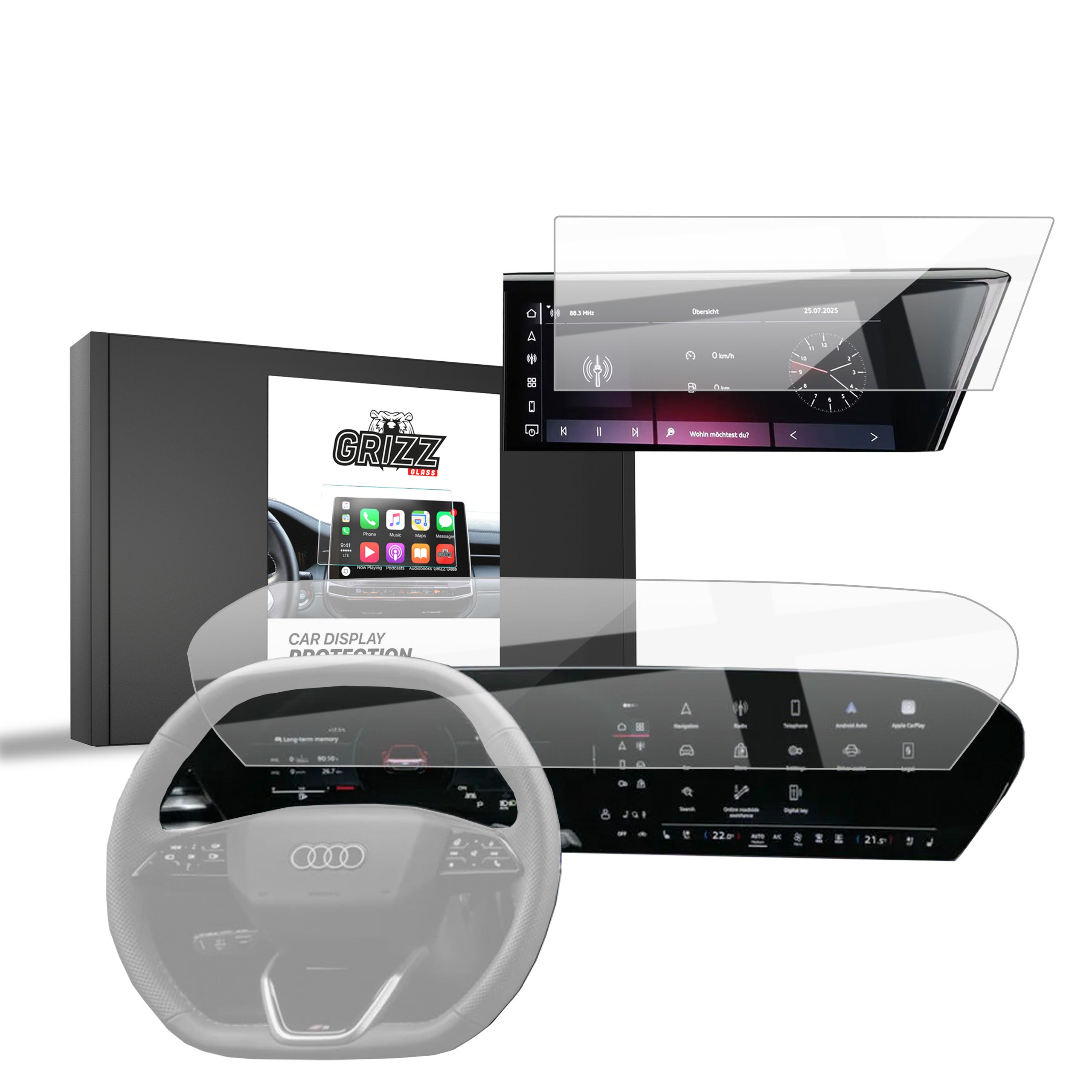 Keramische Autodisplayfolie 2in1 für Audi Q5 14,5" (2025-2026), Grizz Protector